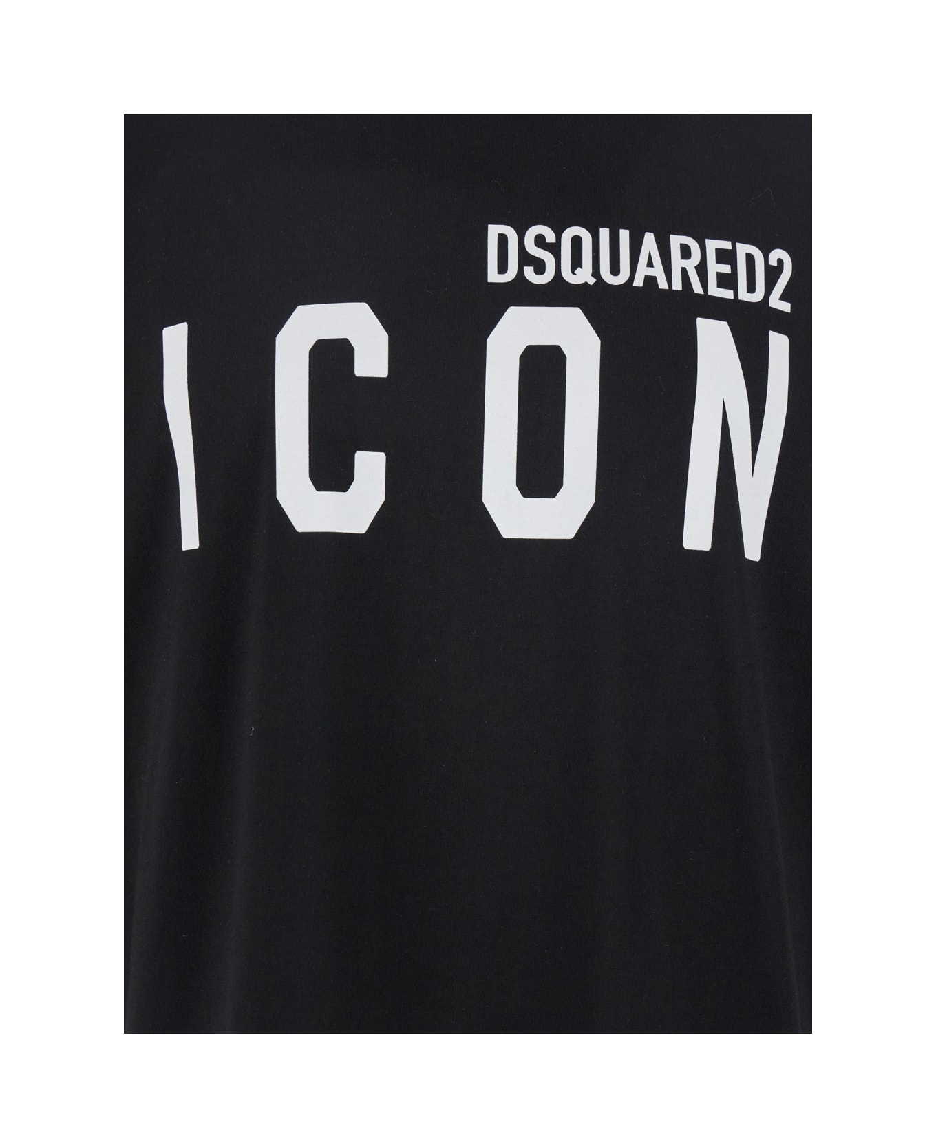 Dsquared2 Black Crewneck T-shirt With Maxi Logo Print On The Front In Cotton Man - Black