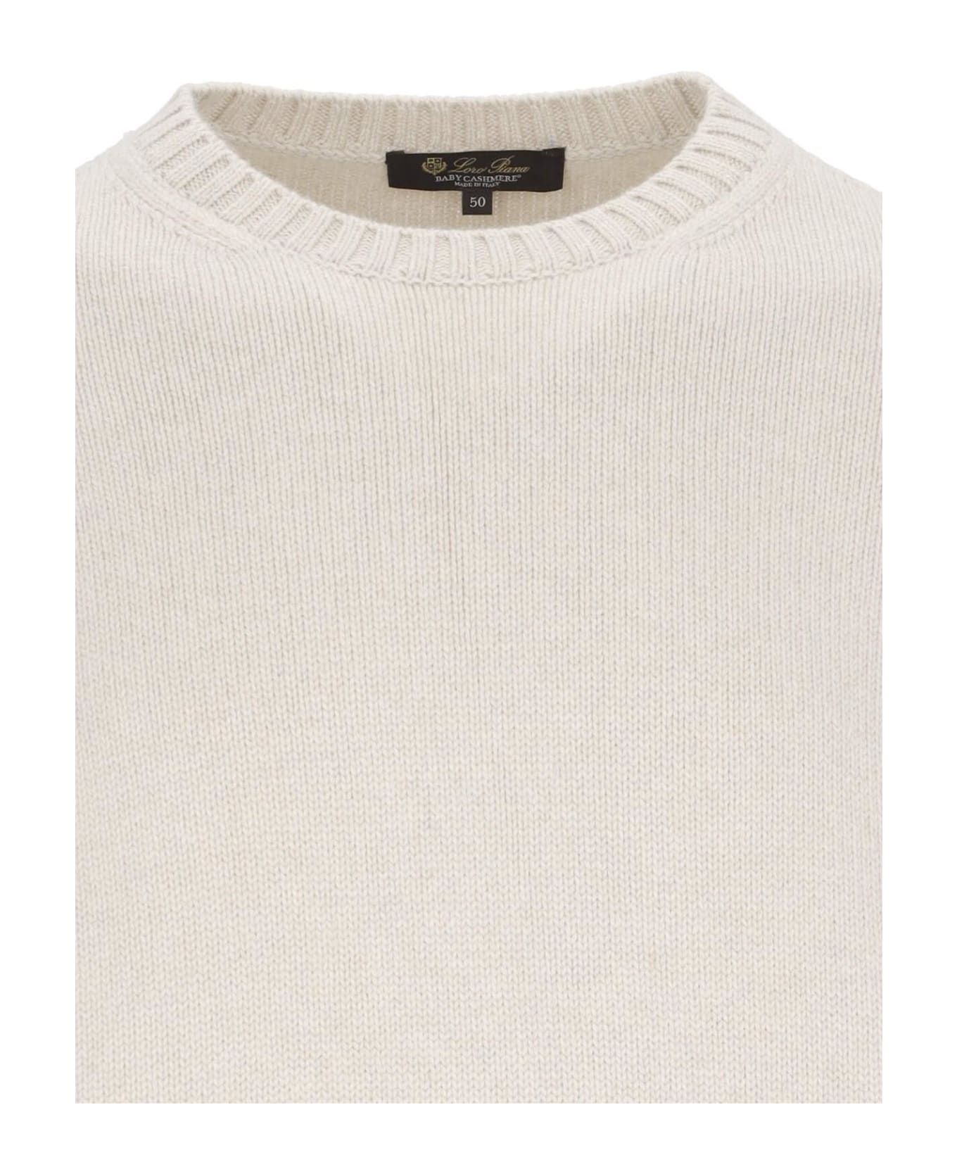 Loro Piana Cashmere Crew Neck Sweater - IVORY LACE MEL NUTMEG SEE MEL