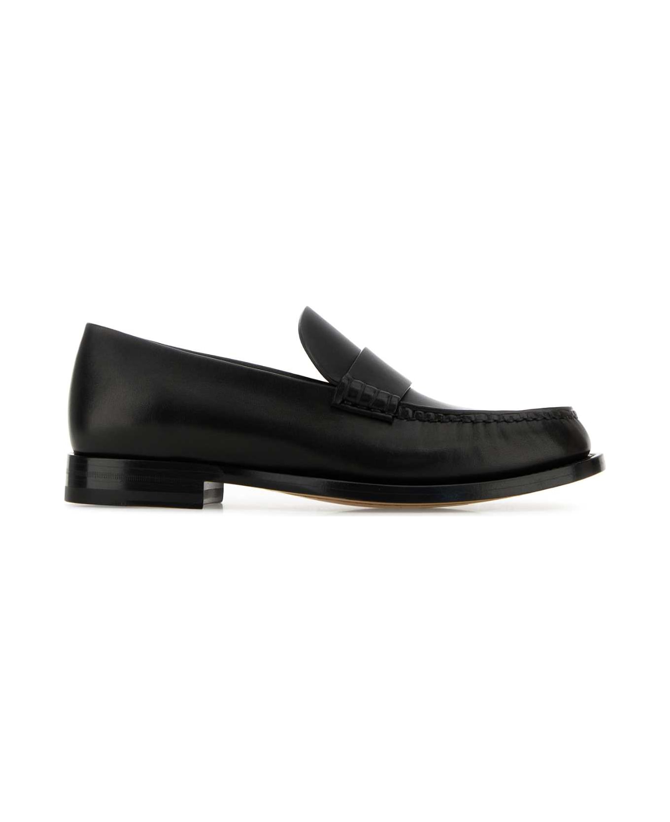 The Row Black Leather Novus Loafers - Black