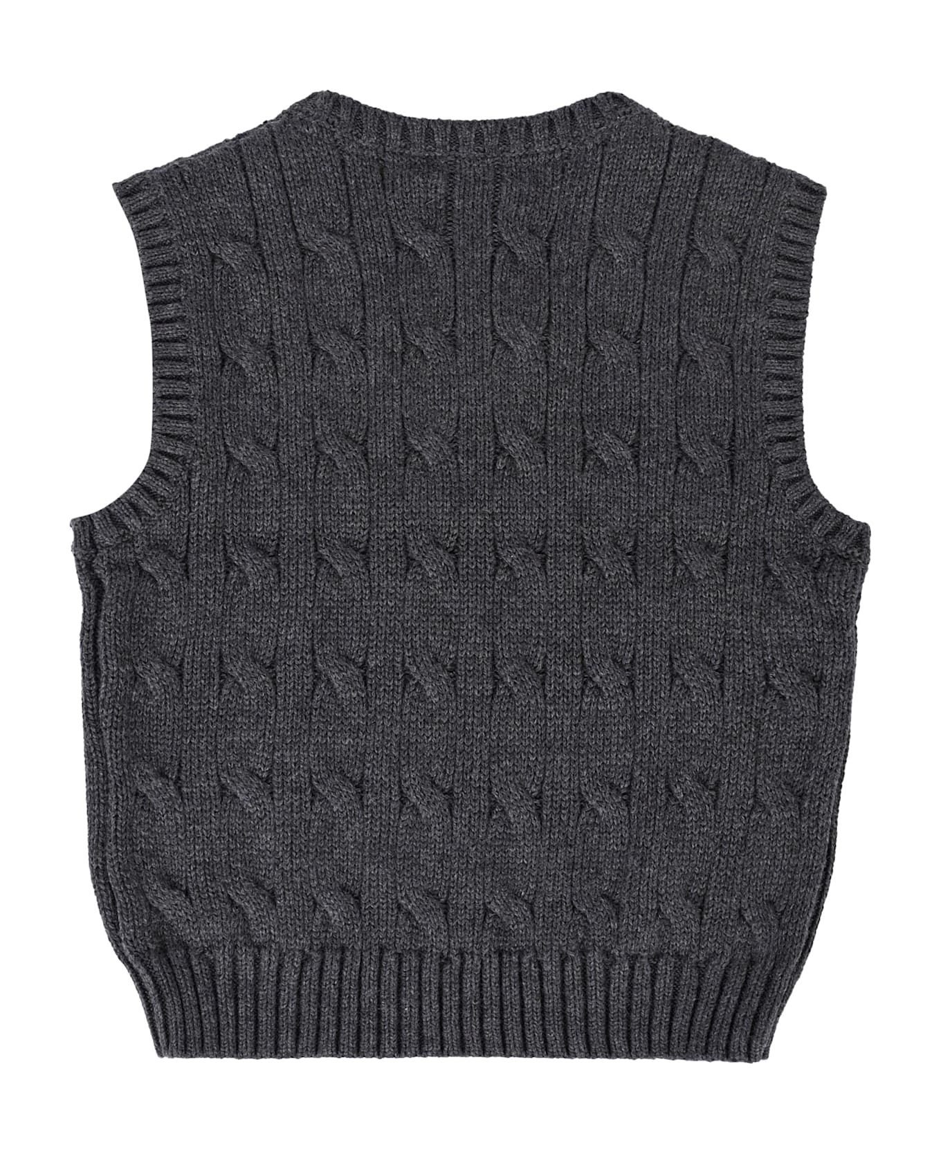 Ralph Lauren Grey Vest Sweater For Baby Boy With Horse - Grey