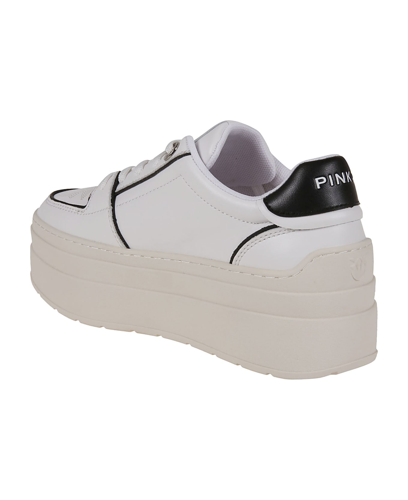 Pinko Greta 01 Calf Leather - Bianco Nero ウェッジシューズ