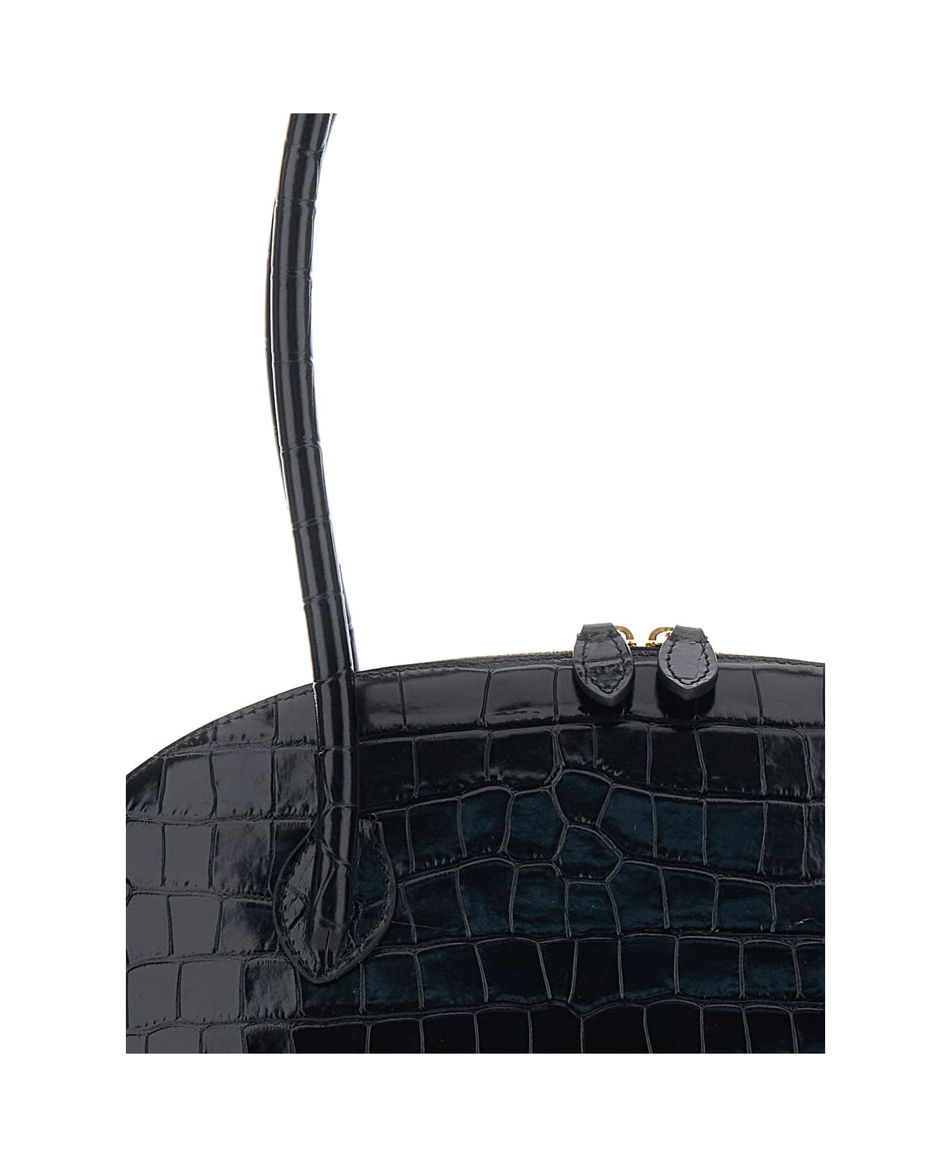 Little Liffner 'ew Dome' Black Shoulder Bag With Round Top Handles And Crocodile Effect In Leather Woman - Black