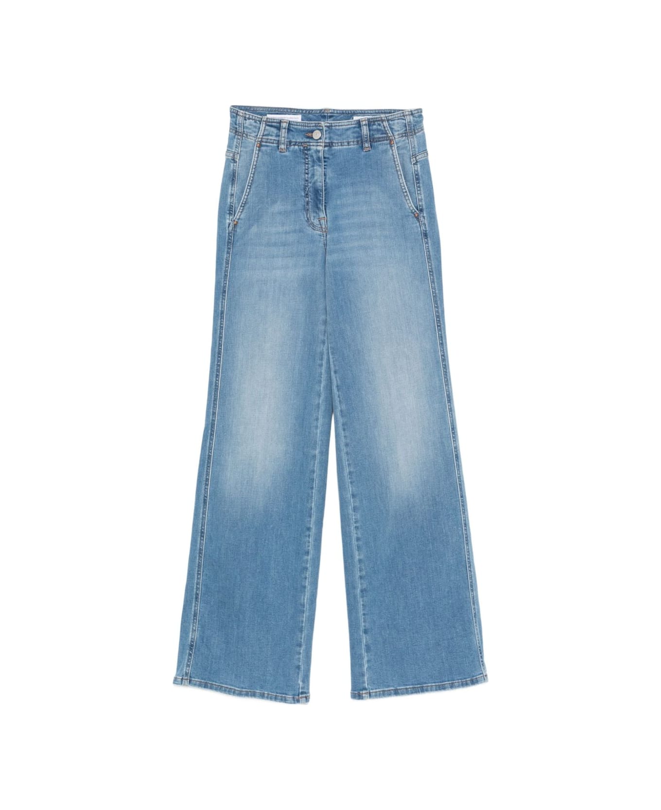 Peserico Five Pocket Light Blue Denim Trousers - Blue