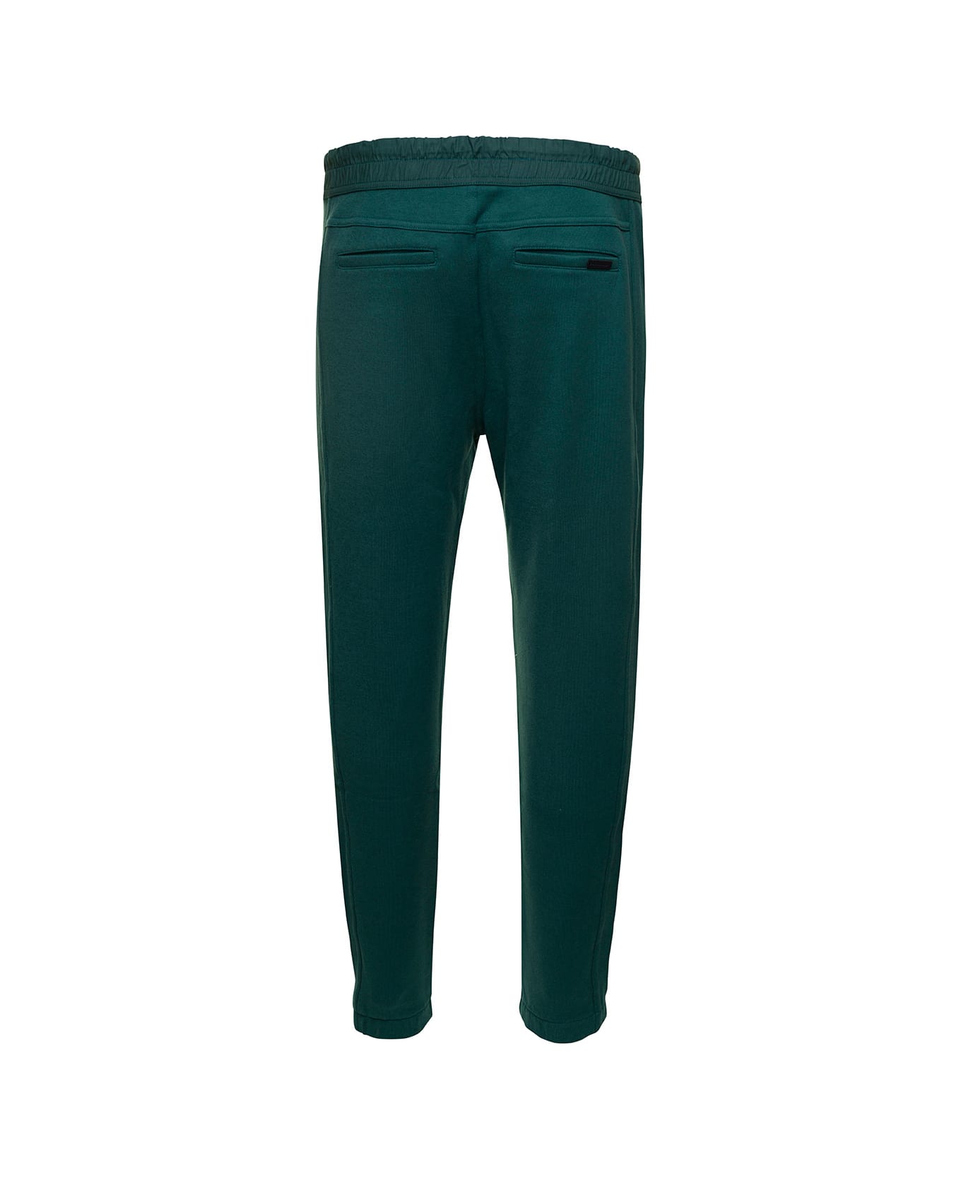 Saint Laurent Green Jogging Pants With Drawstring And Logo Embroidery In Cotton Man - Green