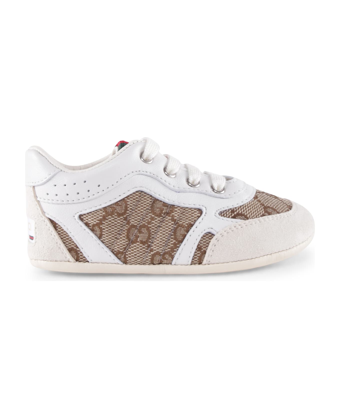 Gucci White Re-web For Babykids With Logo - Beige