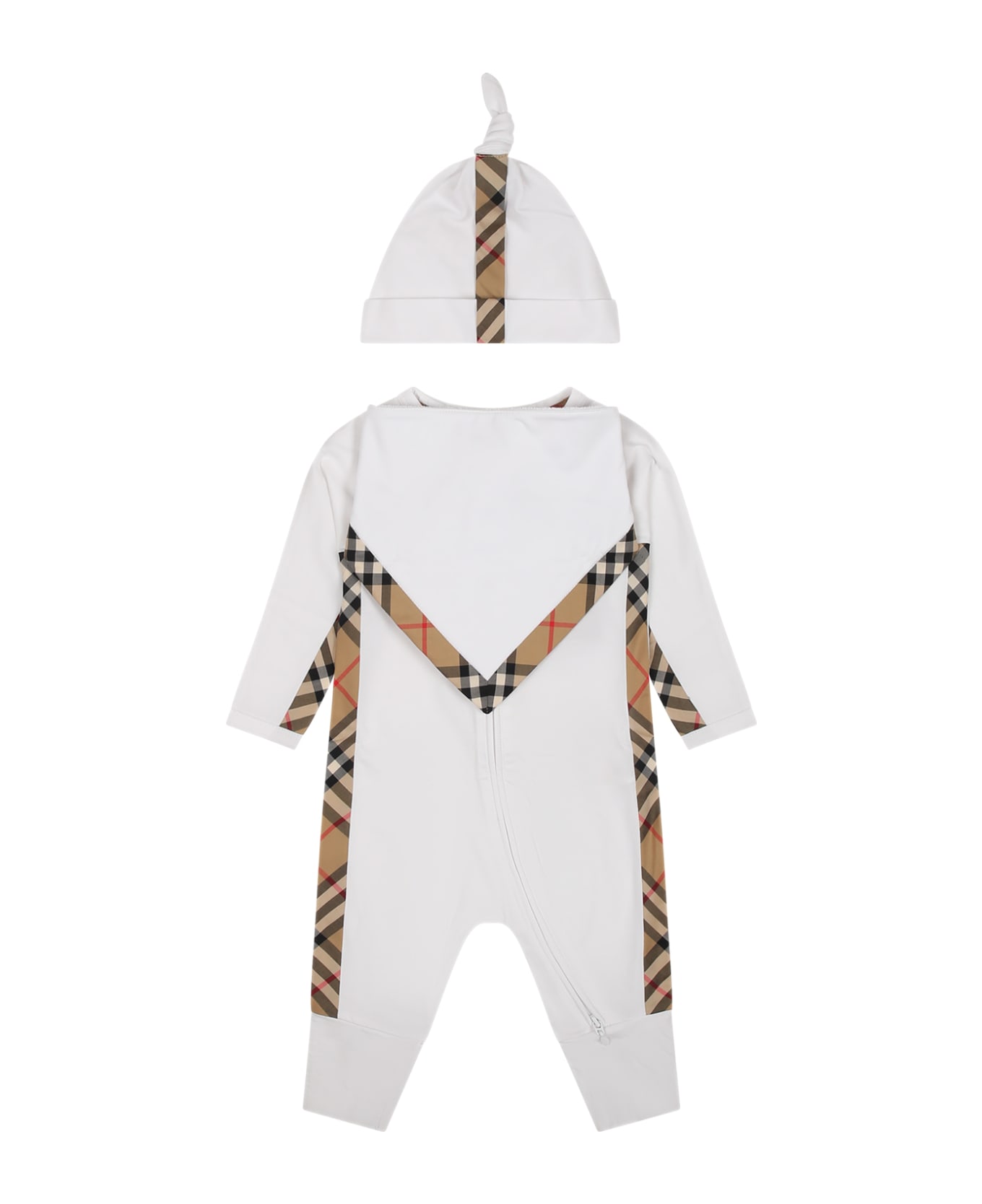Burberry White Set For Babykids With Logo - White ボディスーツ＆セットアップ