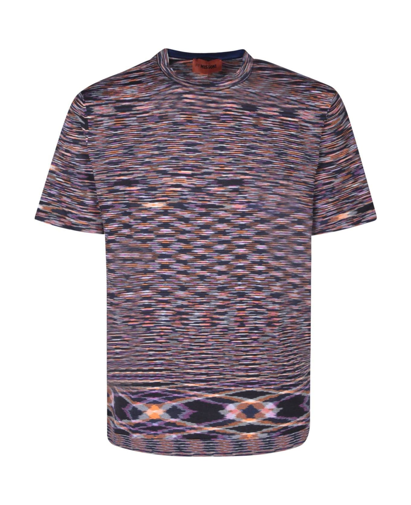 Missoni Stripe-printed Short-sleeved Crewneck T-shirt - Q Spacdyed Blk/orang/v シャツ