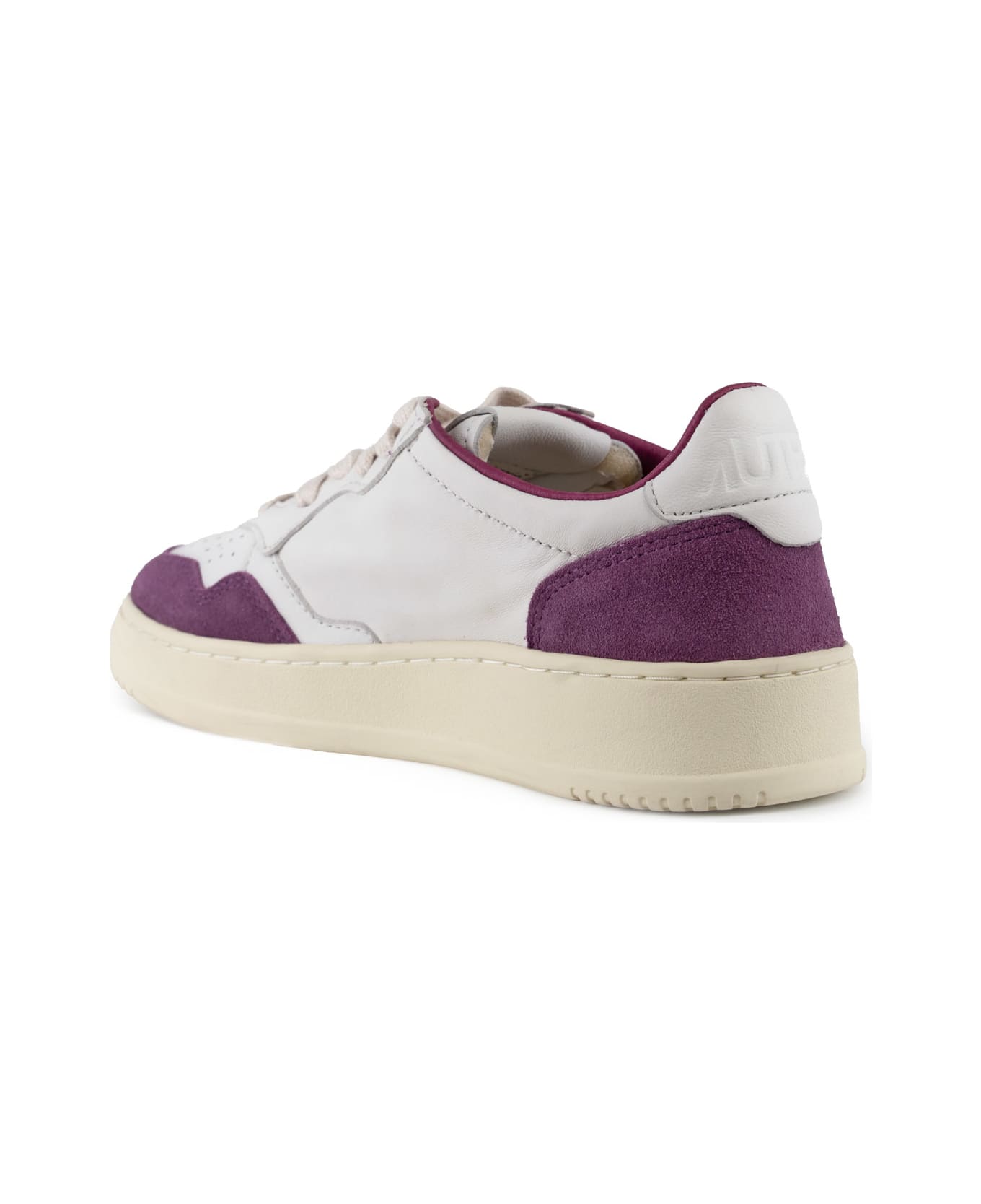 Autry Medalist Low Sneakers In Goatskin And Suede - Goat/suede wht/scrlt
