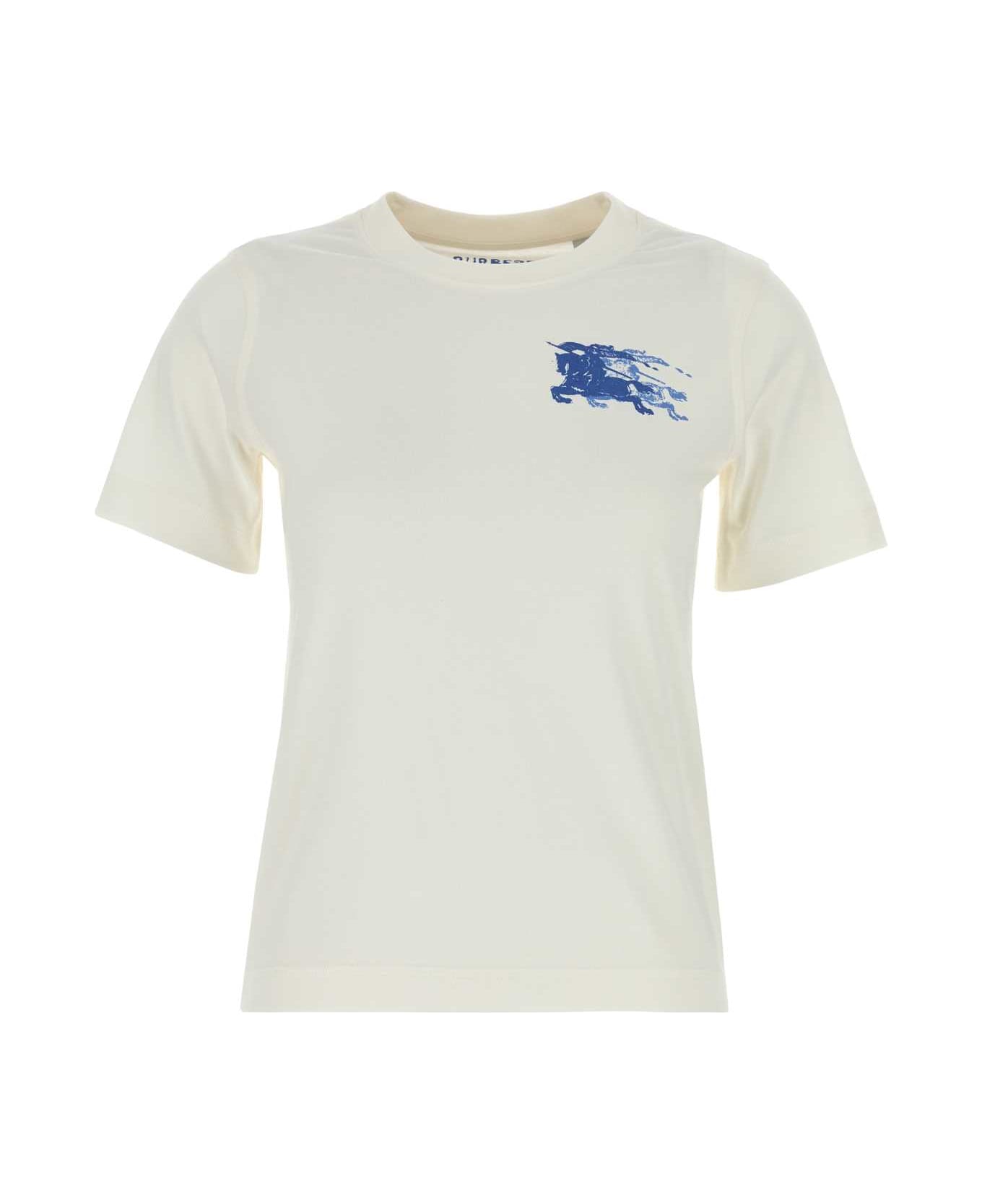 Burberry White Cotton T-shirt - CHALK