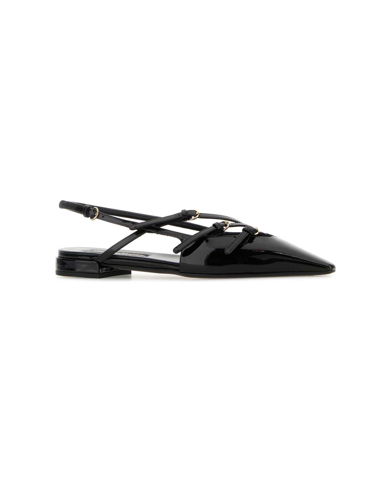 Miu Miu Black Leather Ballerinas - NERO