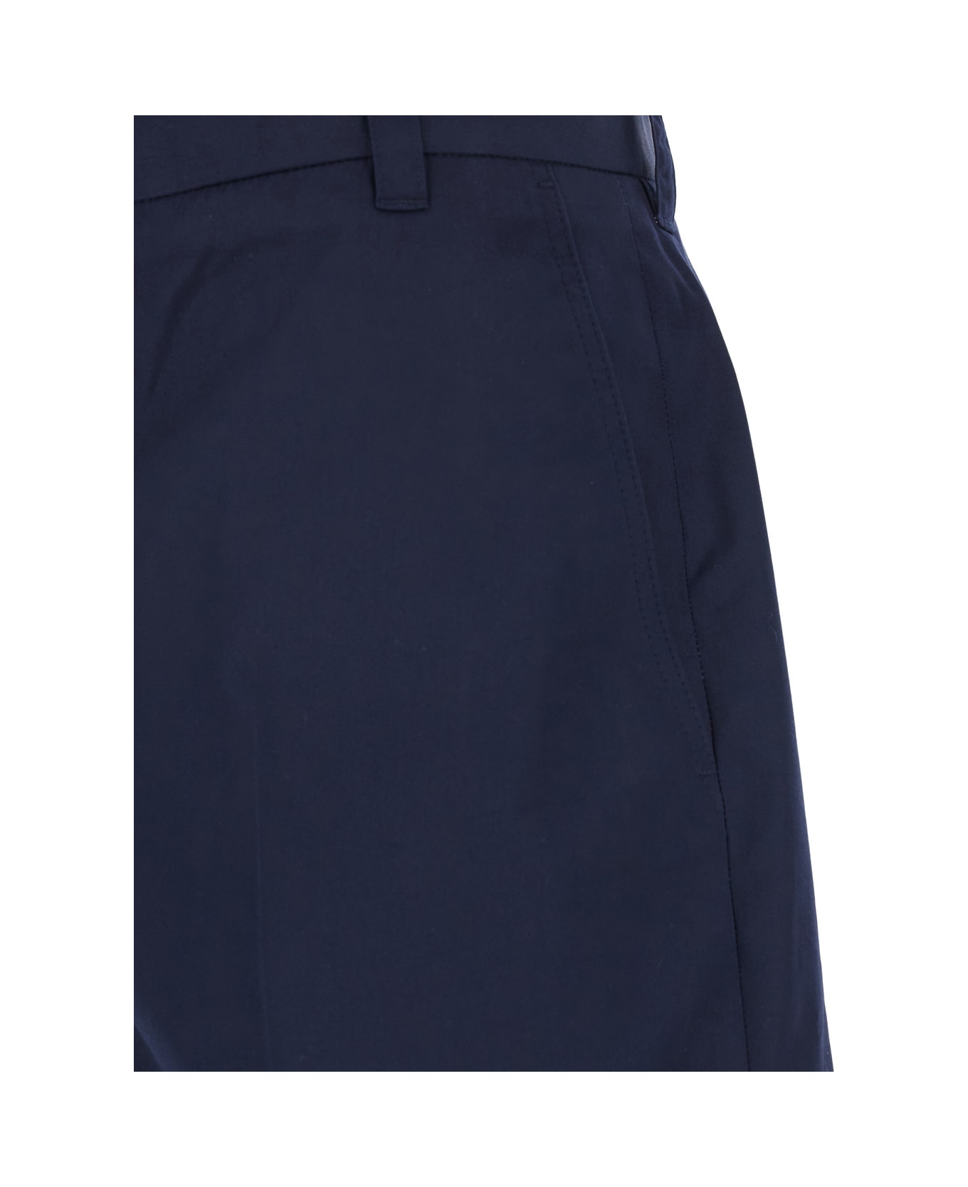 Thom Browne Blue Bermuda Pants With Logo Patch On The Rear And Belt Loops In Cotton Blend Man - Blu