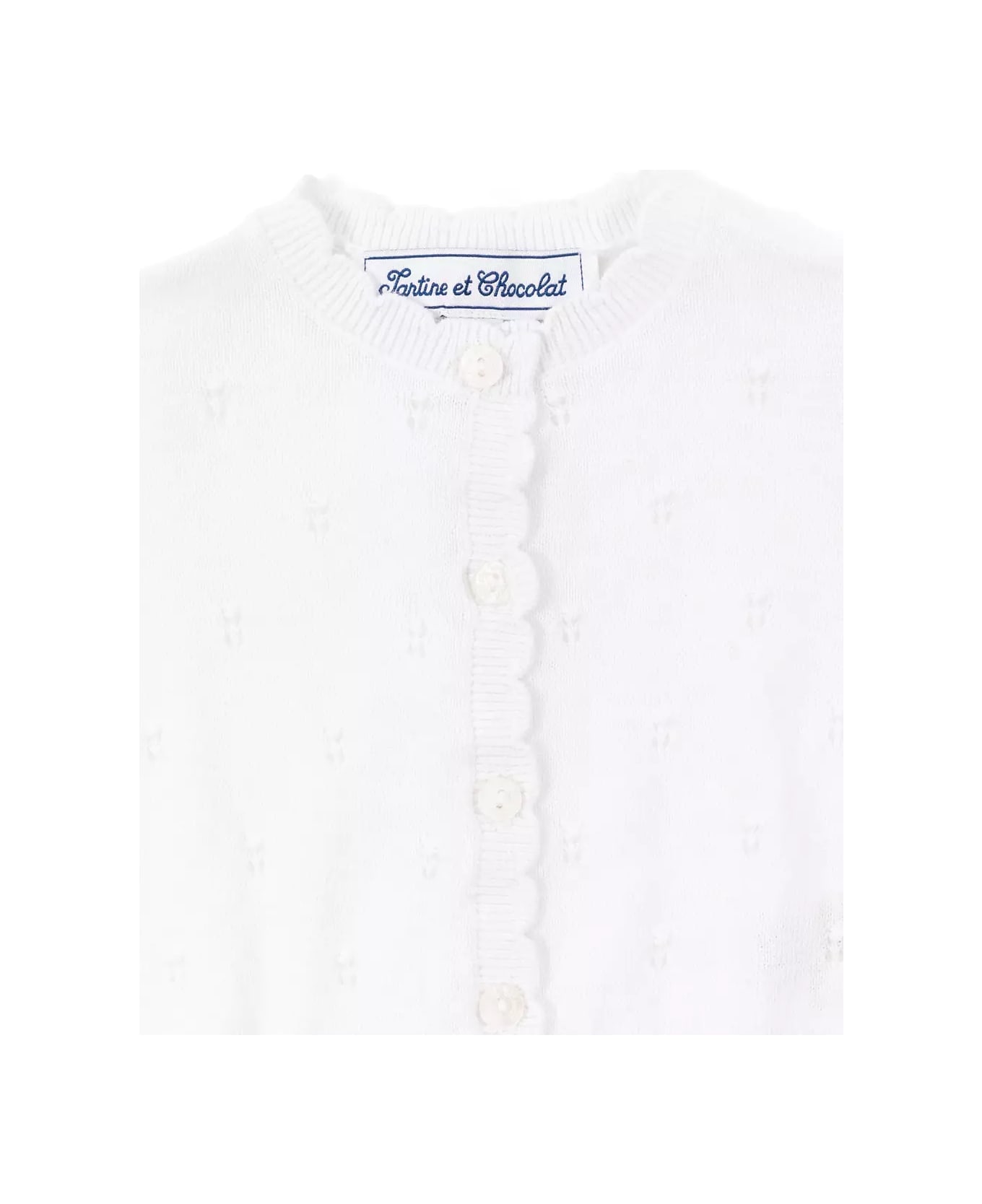 Tartine et Chocolat Cotton Cardigan - White ニットウェア＆スウェットシャツ