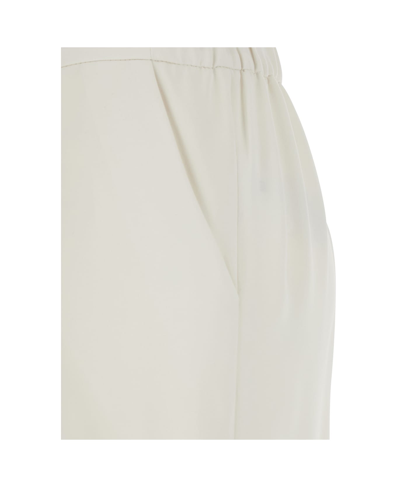 Parosh White Pants With Elastic Waist And Wide Leg In Fabric Woman - White ボトムス