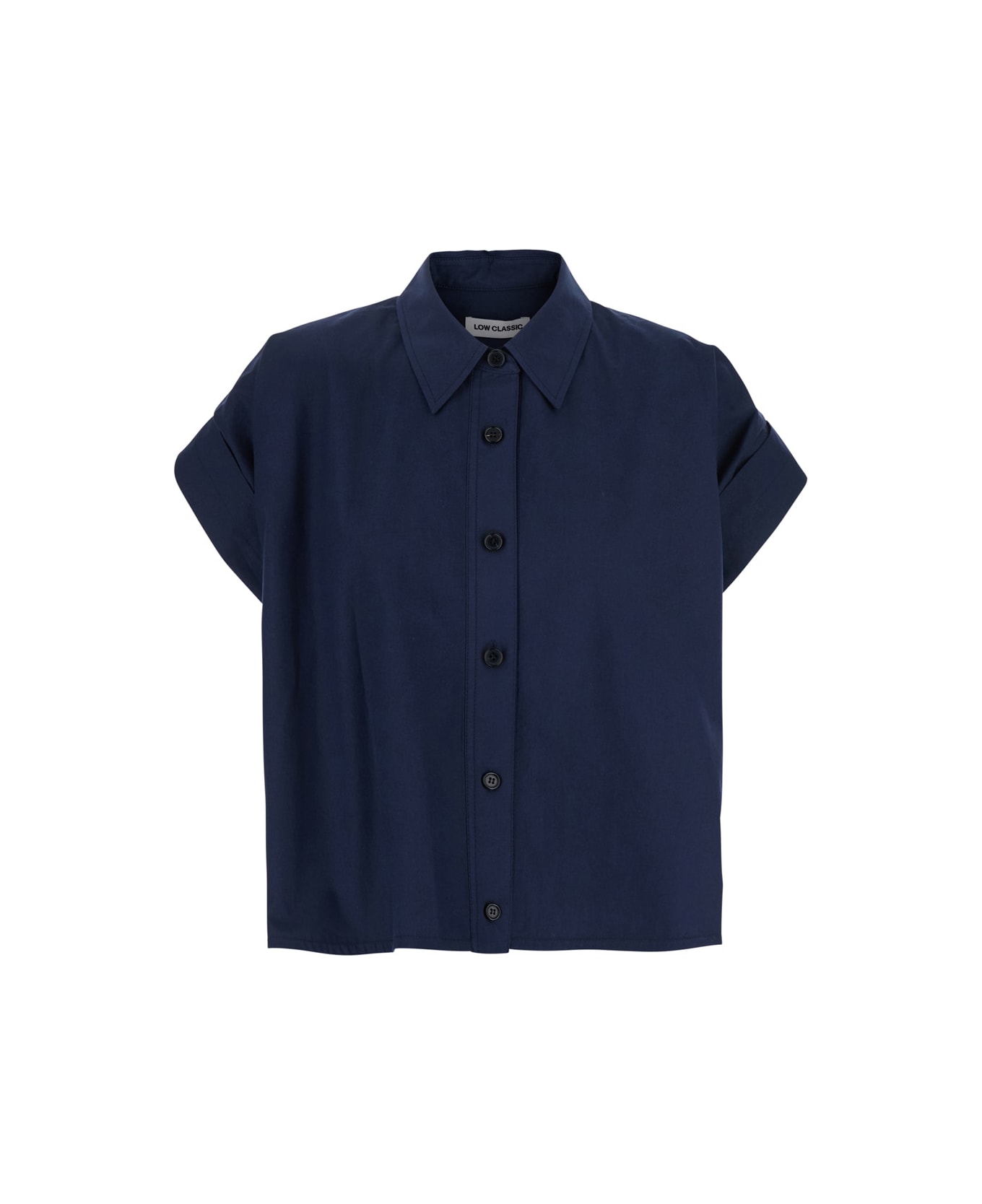 Low Classic Blue Shirt With Pointed Collar And Turned Up Sleeves Sleeves In Cotton Woman - Blu