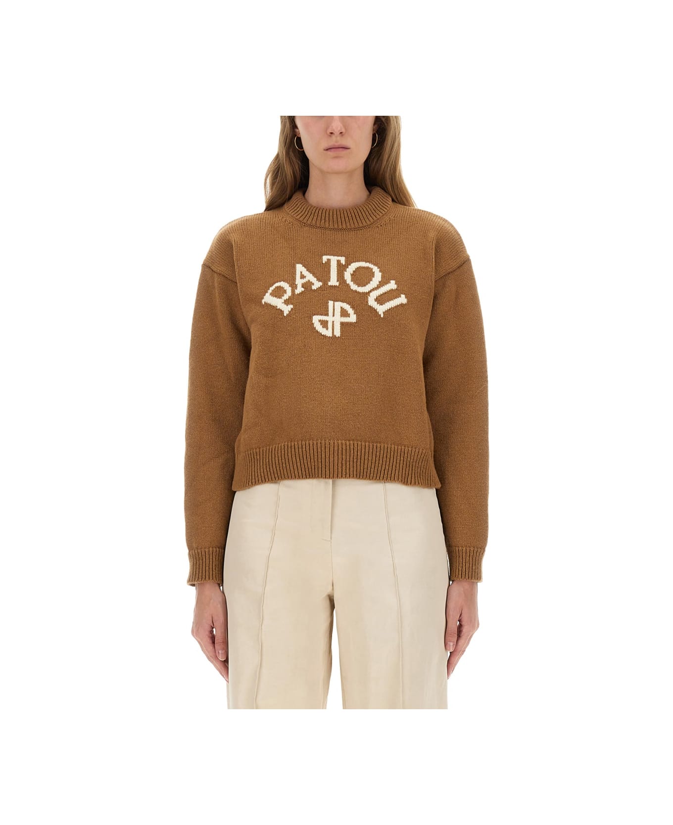 Patou Jersey With Logo - BROWN