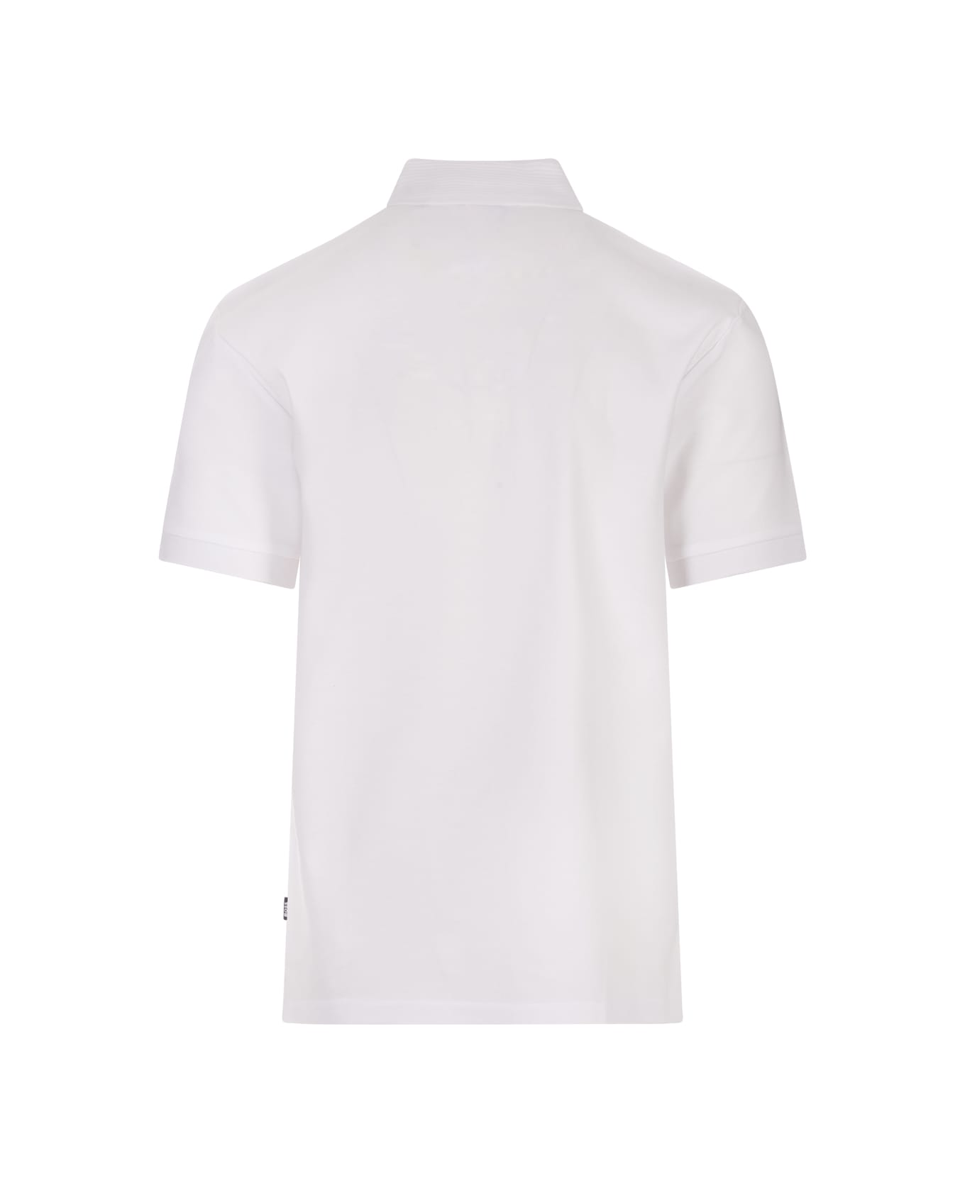 Hugo Boss White Cotton Jersey Polo Shirt With Logo Plaque - White