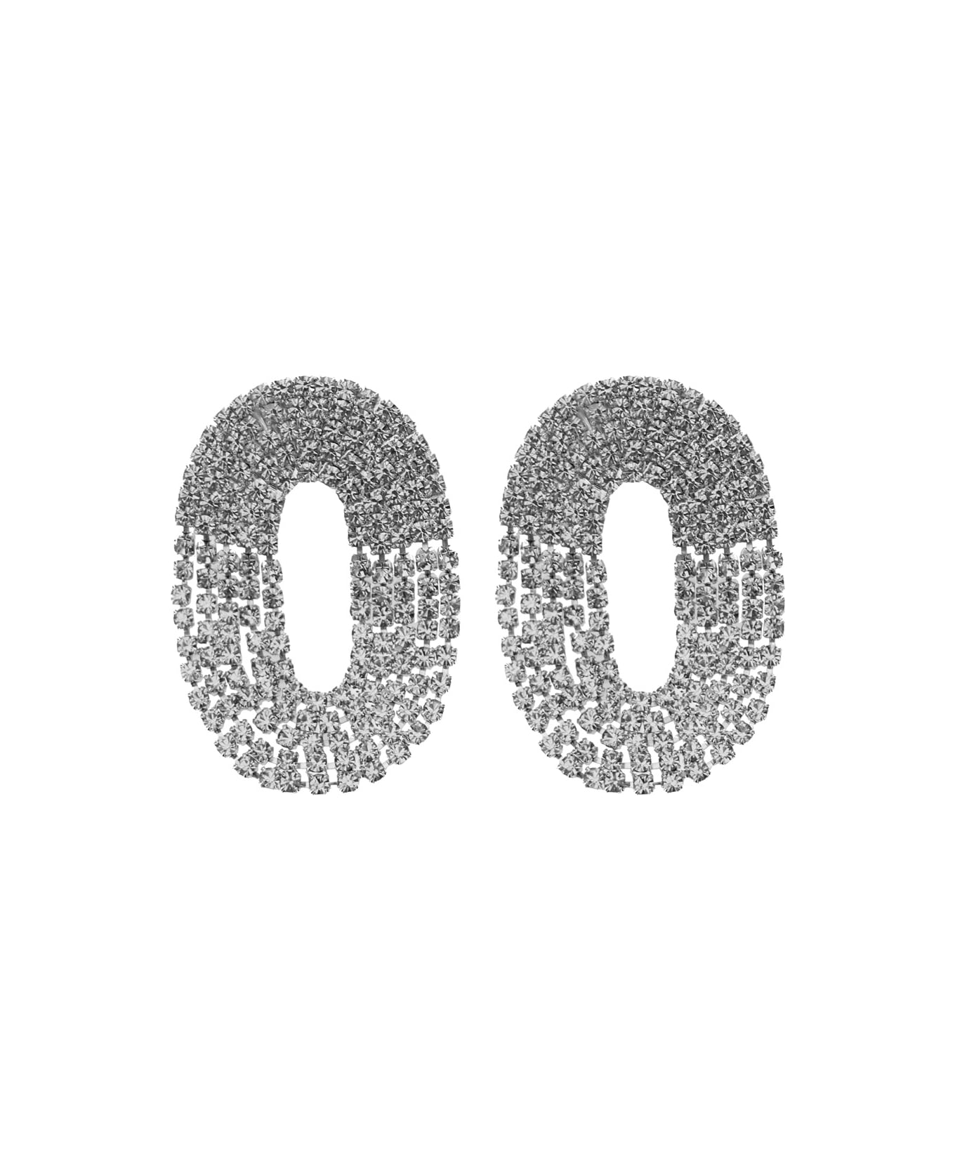 Silvia Gnecchi 
liberty One
 Metallic Earings With Rear Closure And Oval Shape In Silver Pleated Brass Woman - Metallic