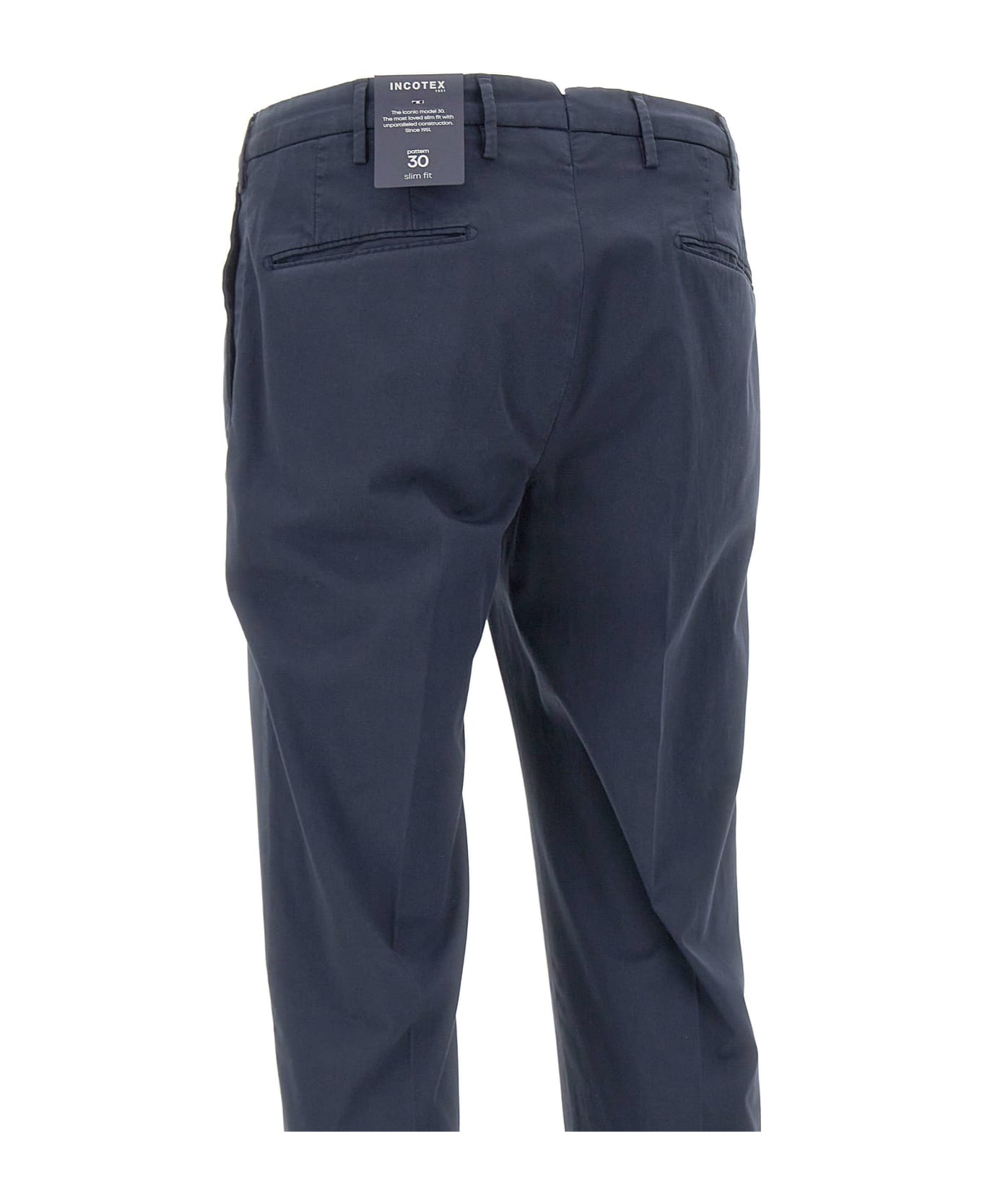 Incotex Cotton Poplin Trousers - Navy