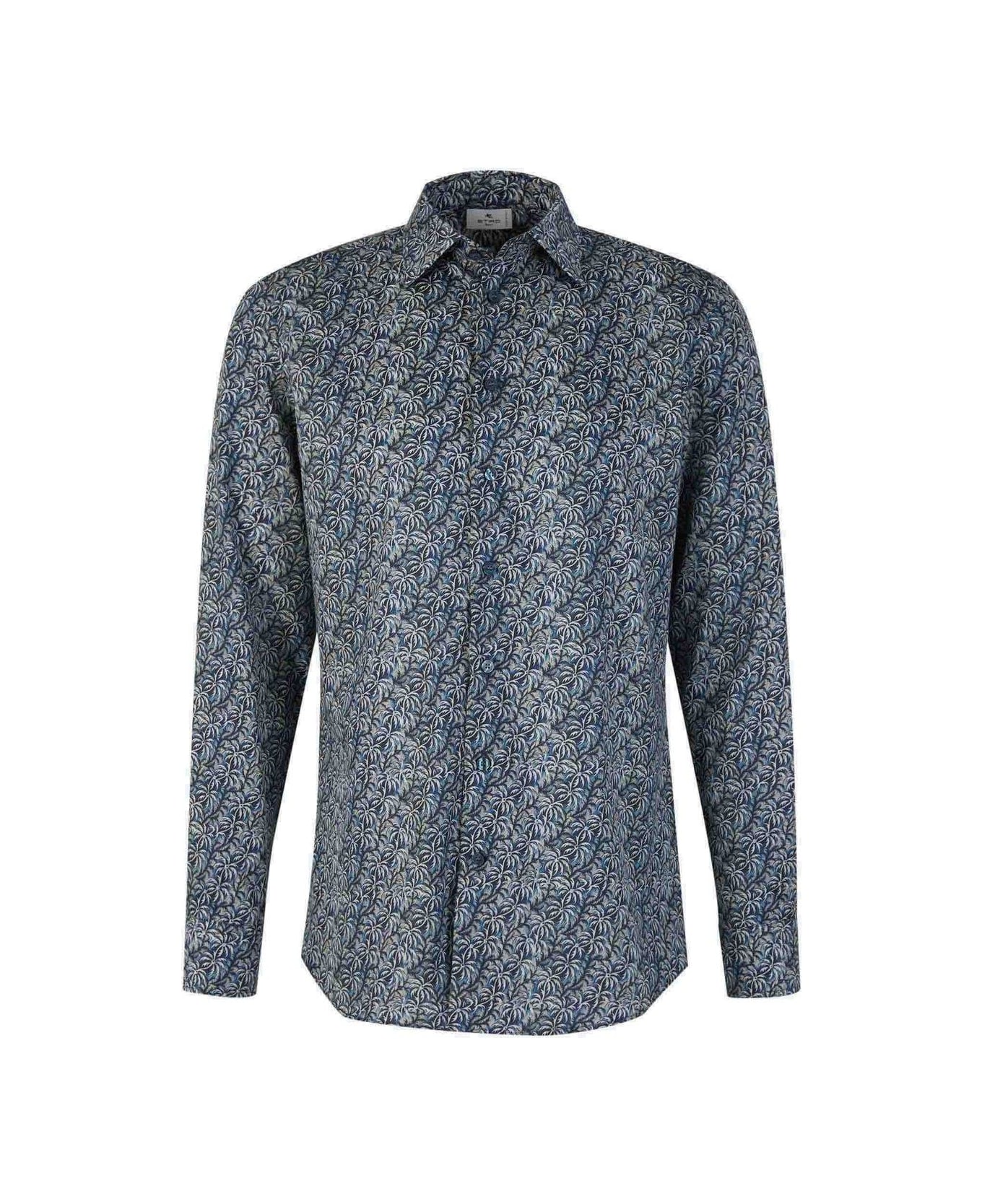 Etro Allover Printed Long-sleeved Shirt - Stampa f.do azzurro