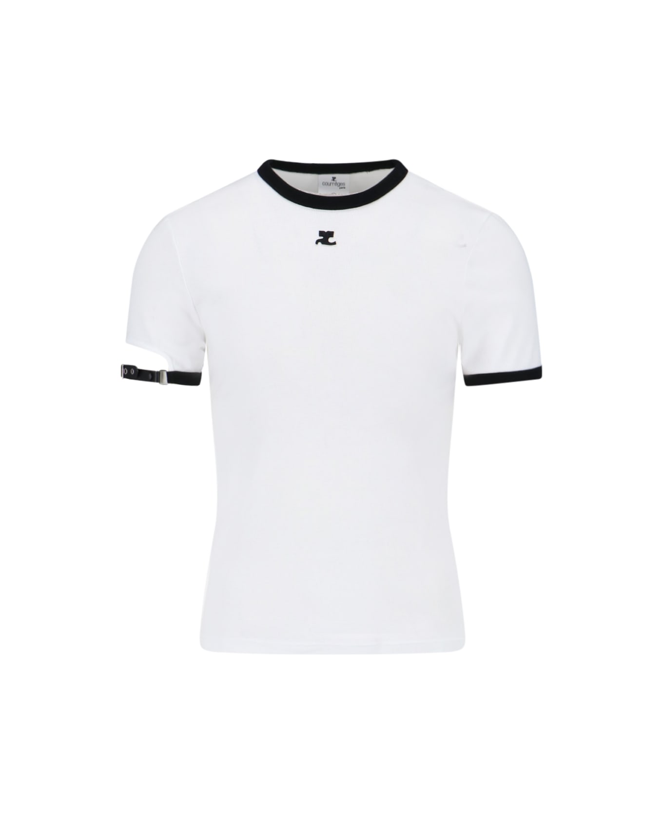 Courrèges Strap Detail T-shirt - White