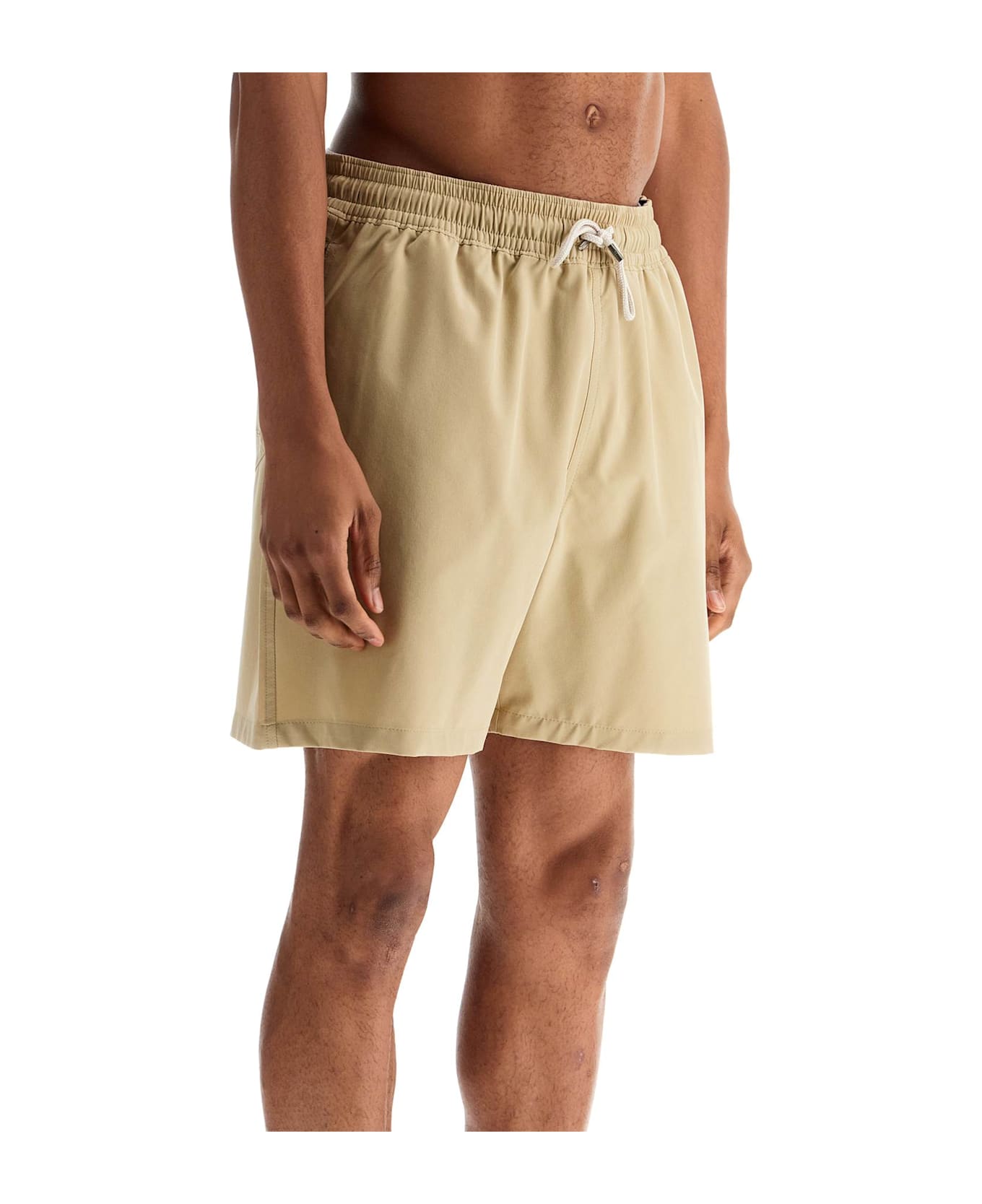 Polo Ralph Lauren Beige Solid Color Mid-trunk Swim Trunks In Recycled Polyester With Pocket - COASTAL BEIGE (Beige)