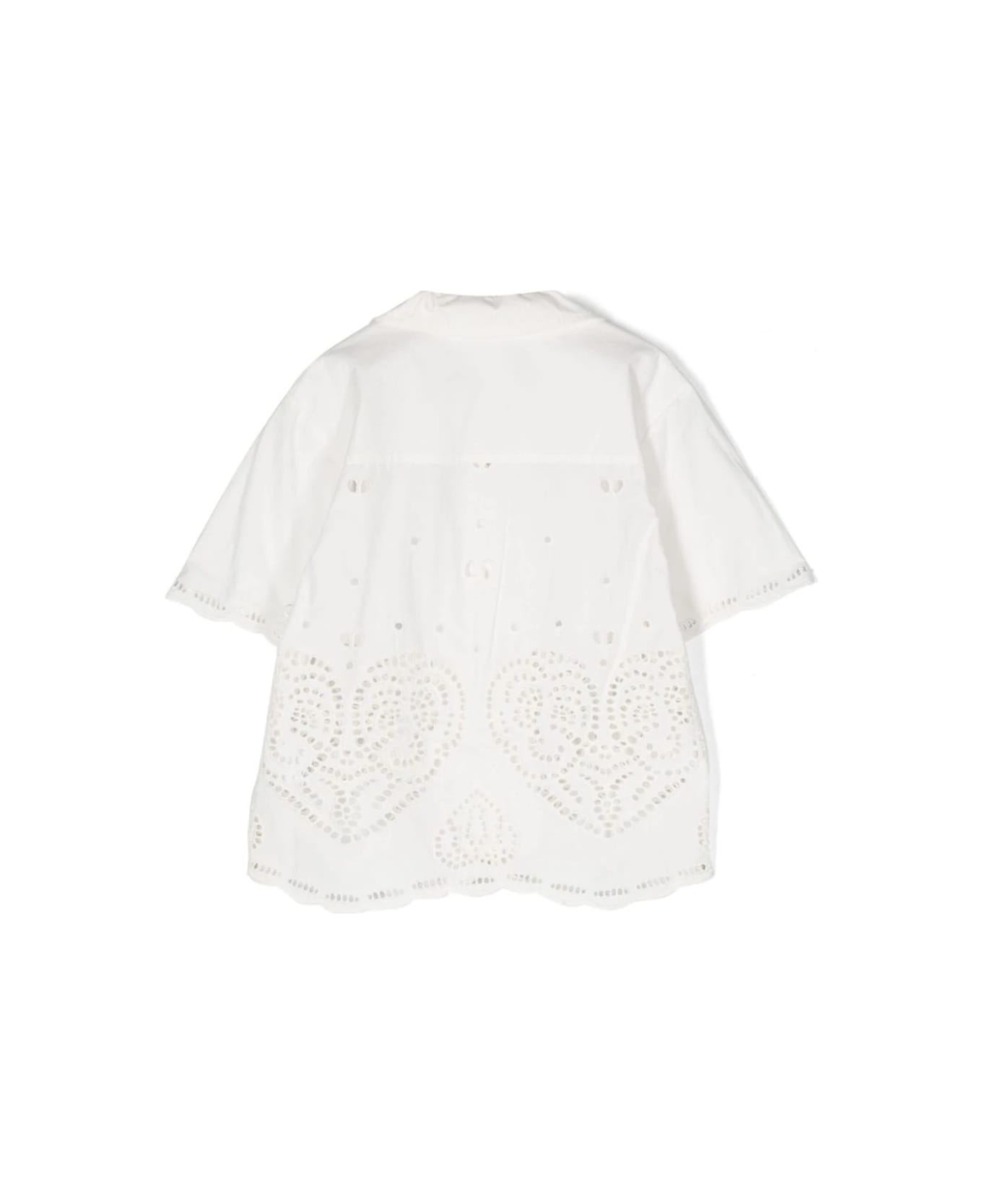 Stella McCartney Kids White Cotton Sangallo Lace Shirt - White