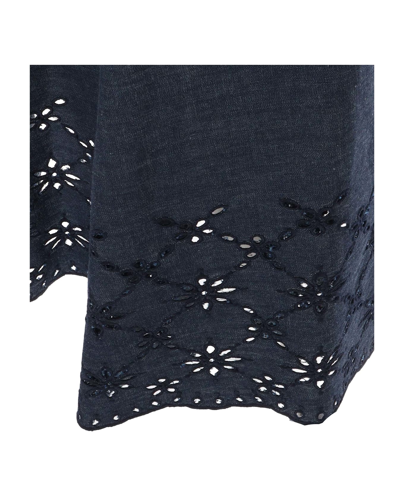 Lorena Antoniazzi Denim Skirt With Embroidery - BLUE