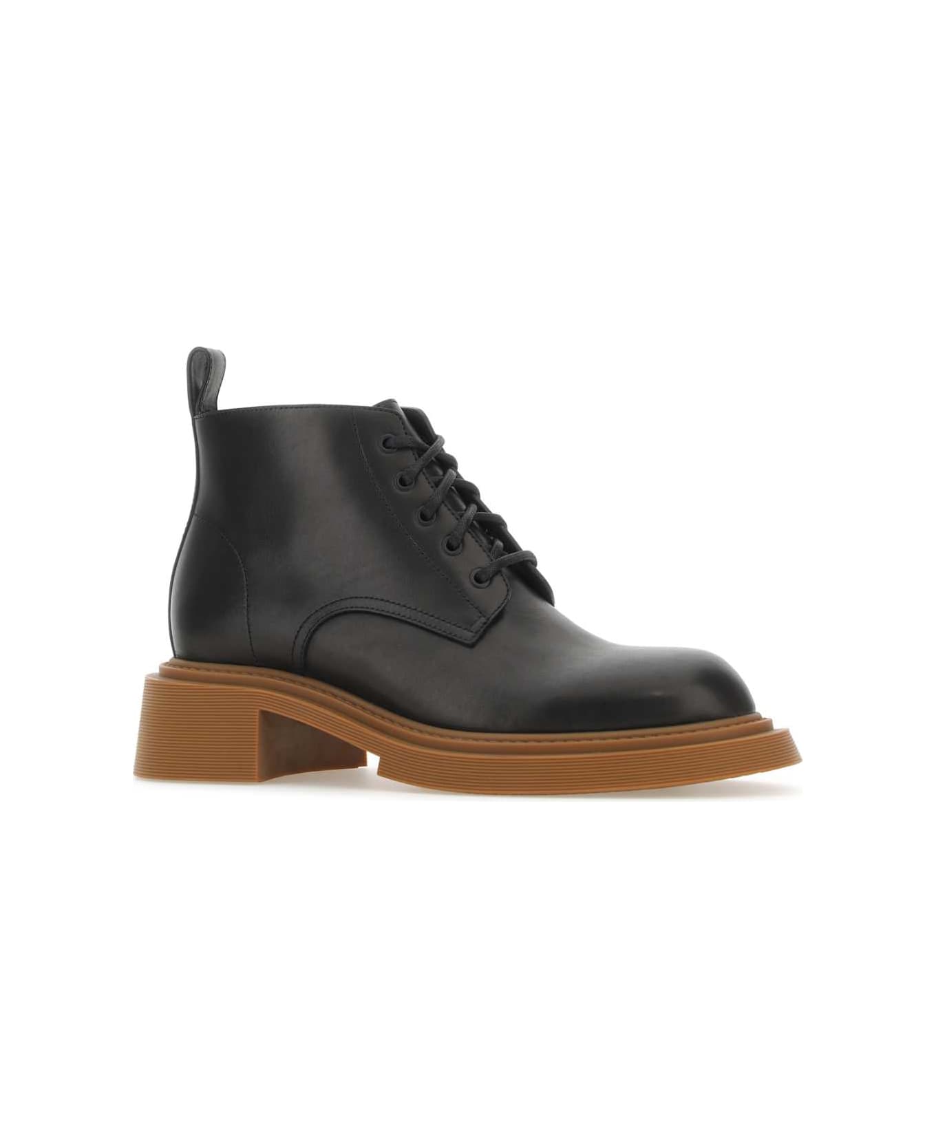 Loewe Black Leather Ankle Boots - BLACK ブーツ