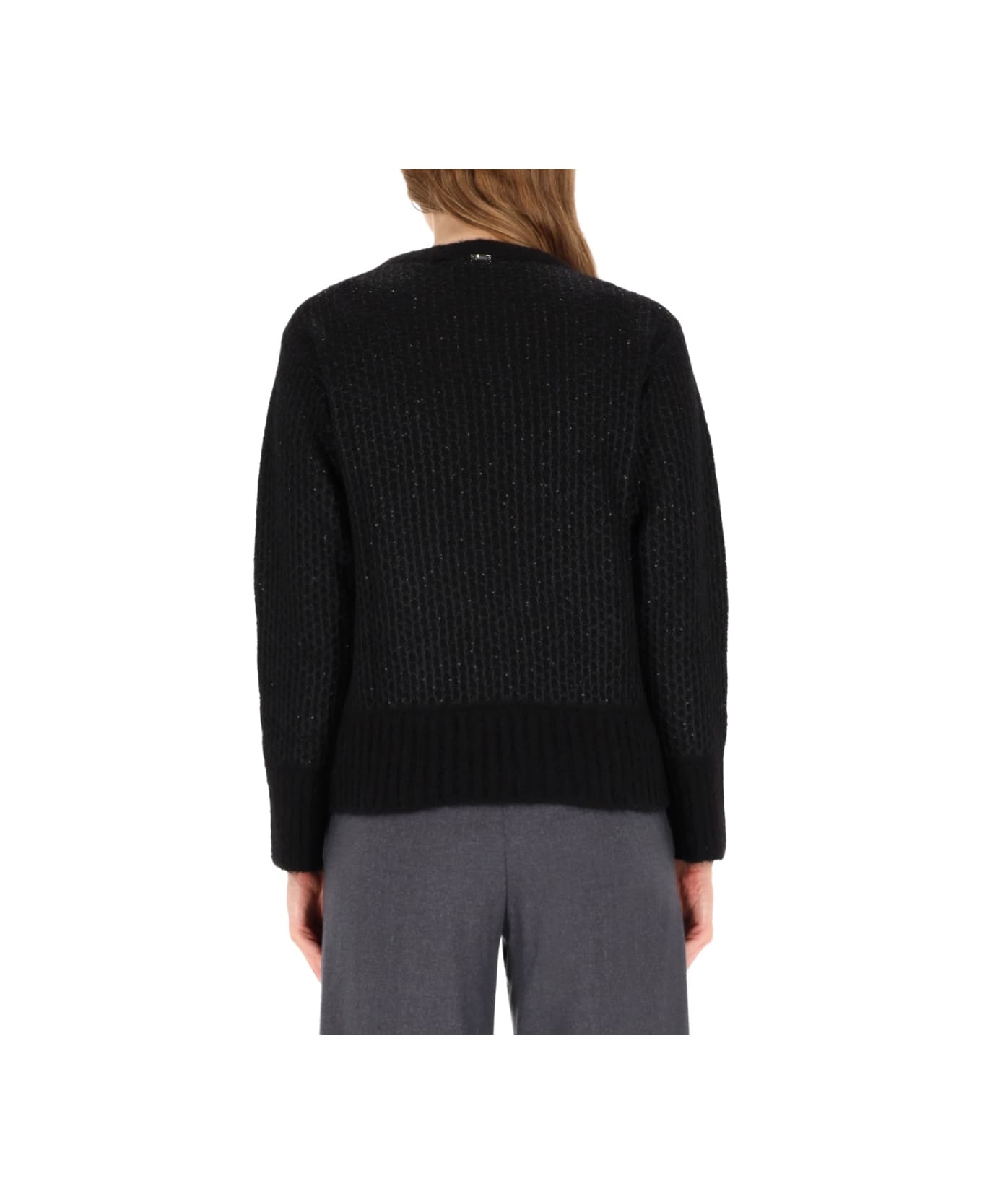 Herno Metallic Effect Sequin Jersey - BLACK