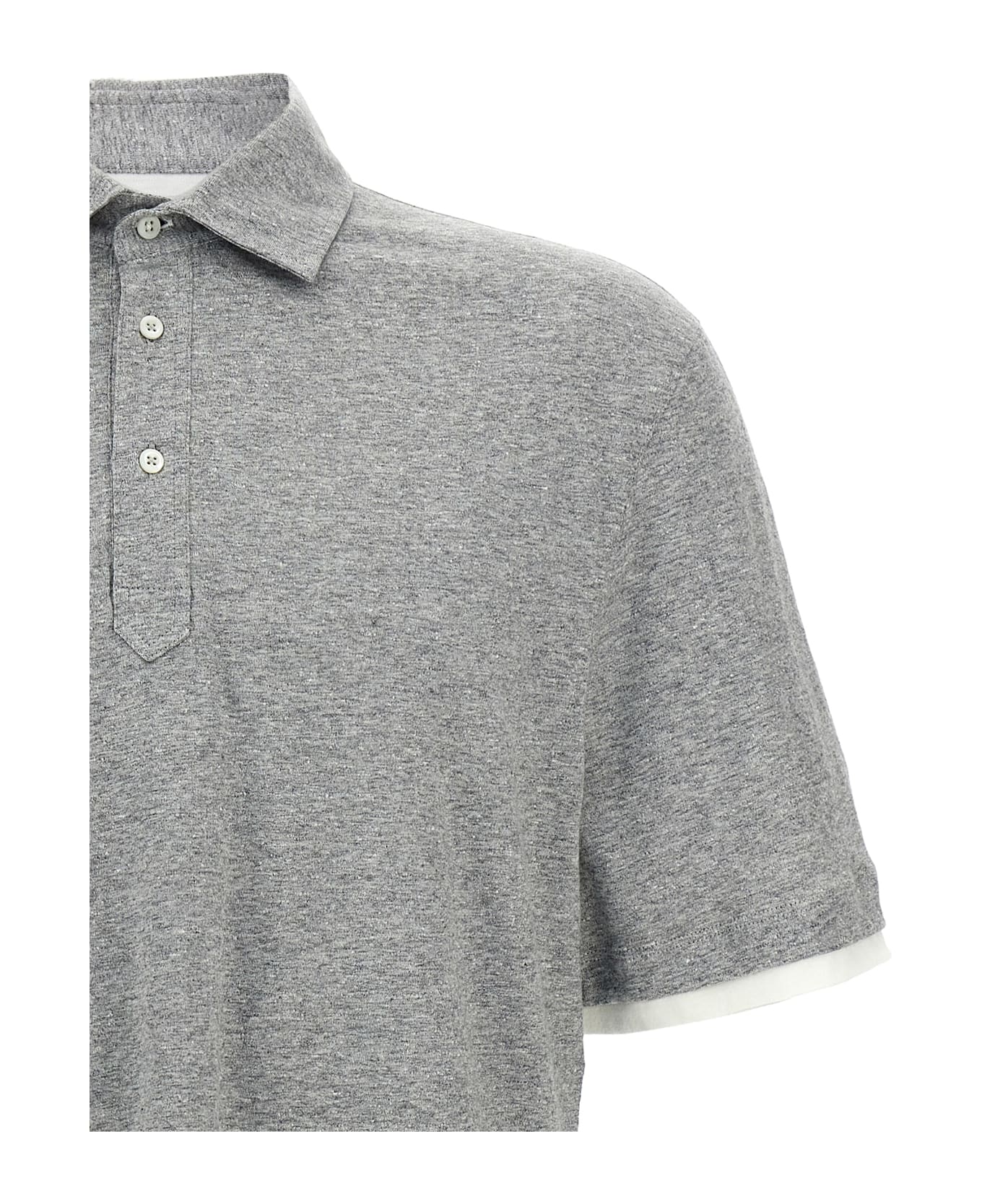 Brunello Cucinelli Layered Polo Shirt - Grigio Medio+off White
