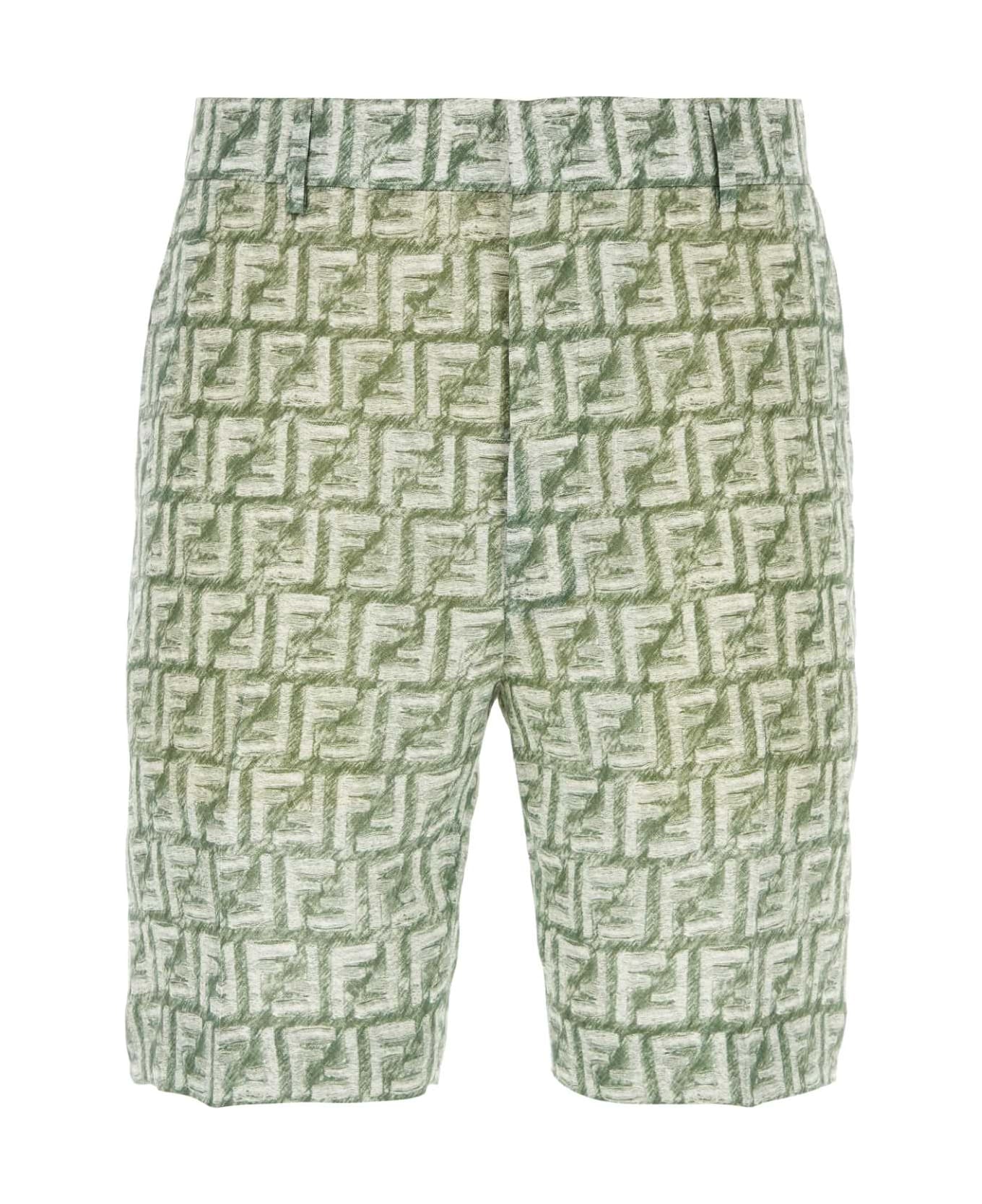 Fendi Printed Linen Bermuda Shorts - VERDE ショートパンツ