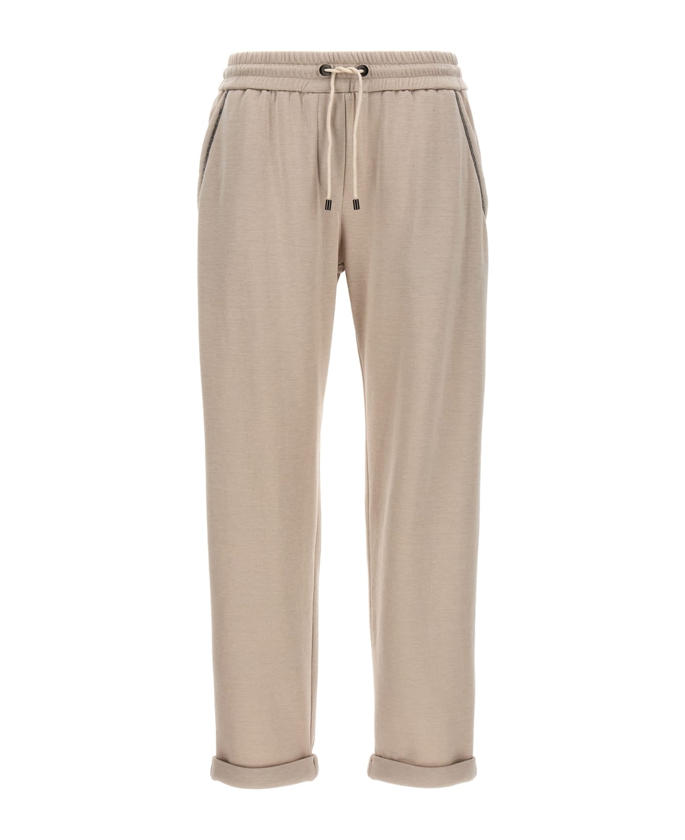 Brunello Cucinelli Pants With Drawstring And Monile Detail - Beige