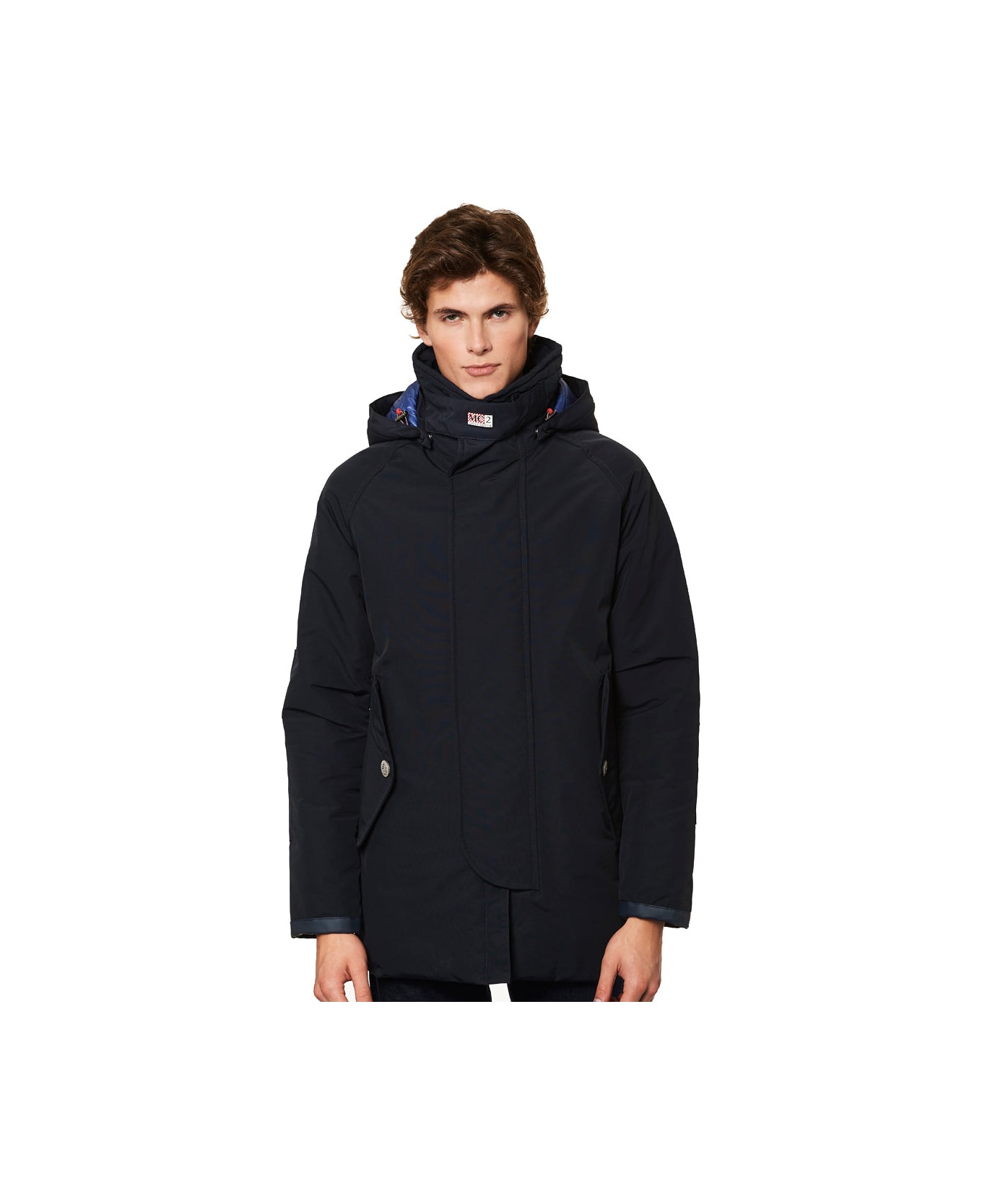 MC2 Saint Barth Blue Navy Blue Hooded Parka Jacket Voyager - BLUE