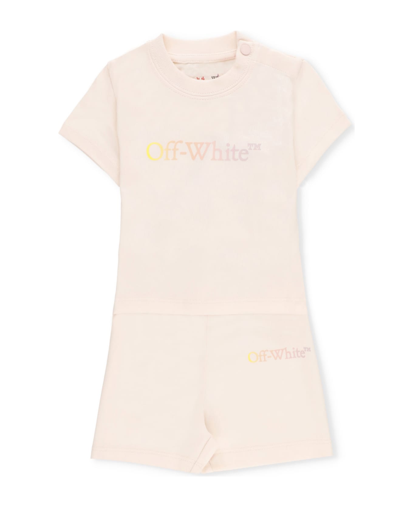 Off-White Cotton Two Pieces Jumpsuit - Pink