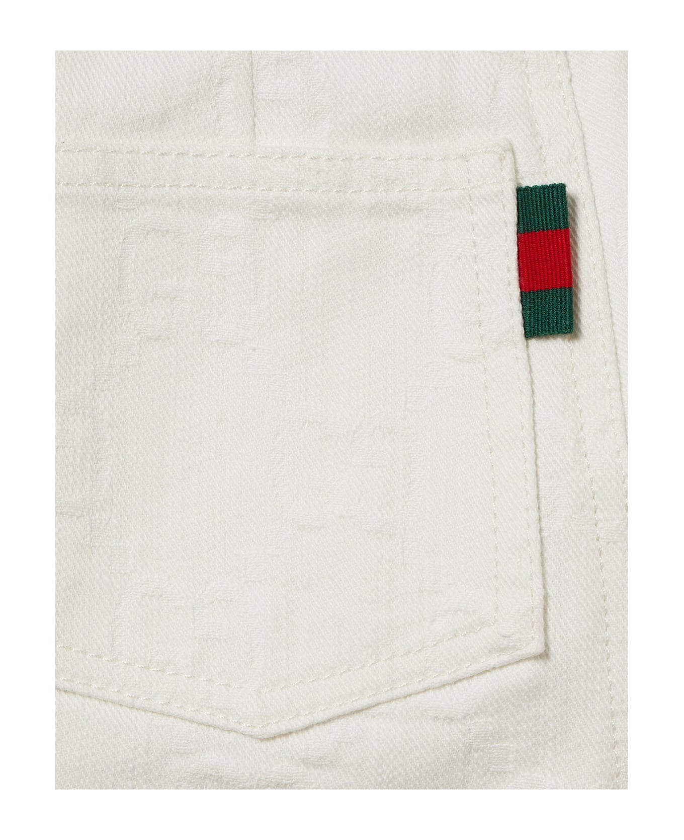 Gucci White Gg Jacquard Denim Skirt - White