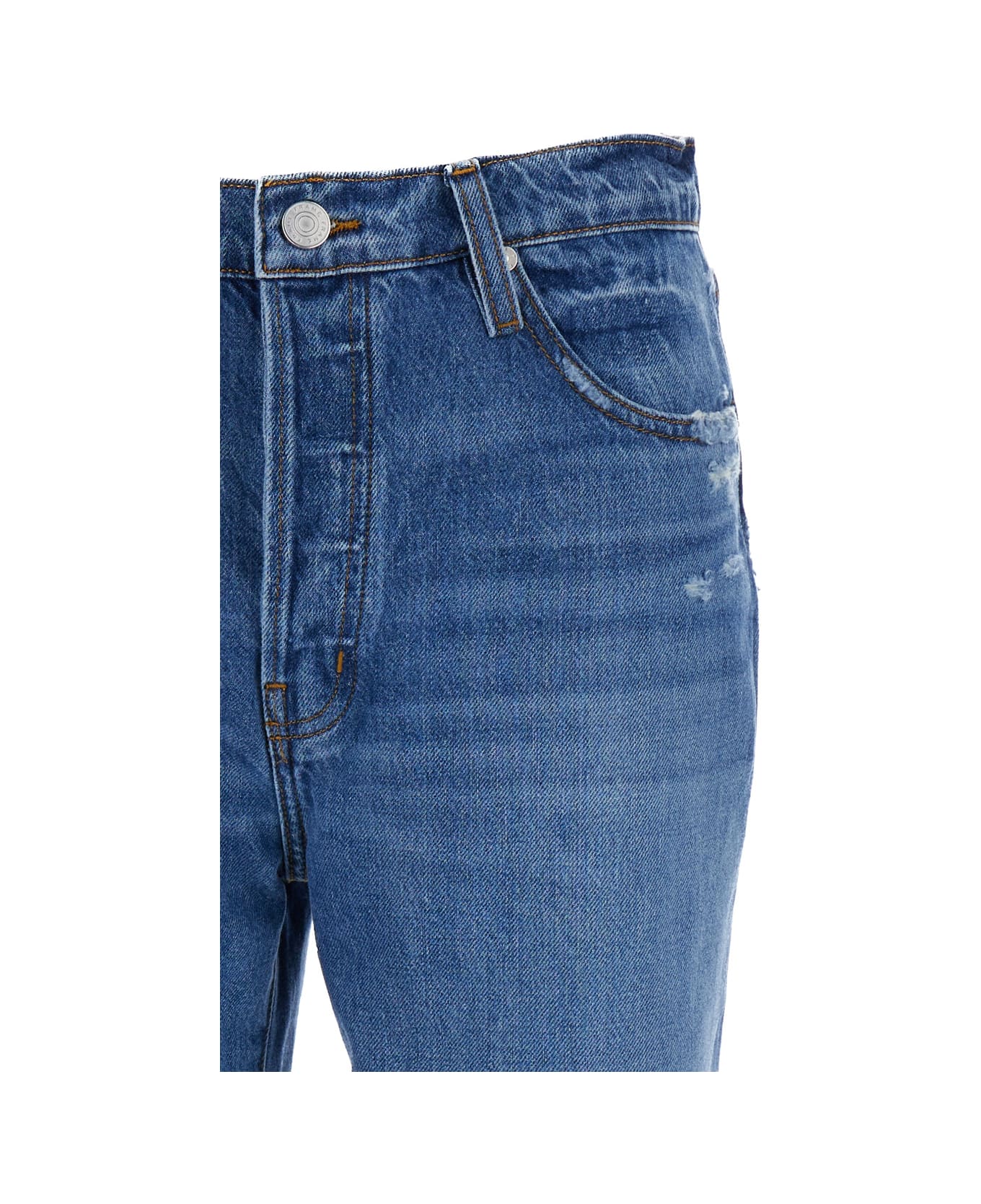 Frame 'le Mec' Blue Jeans With Used Effect In Cotton Denim Woman - Blu