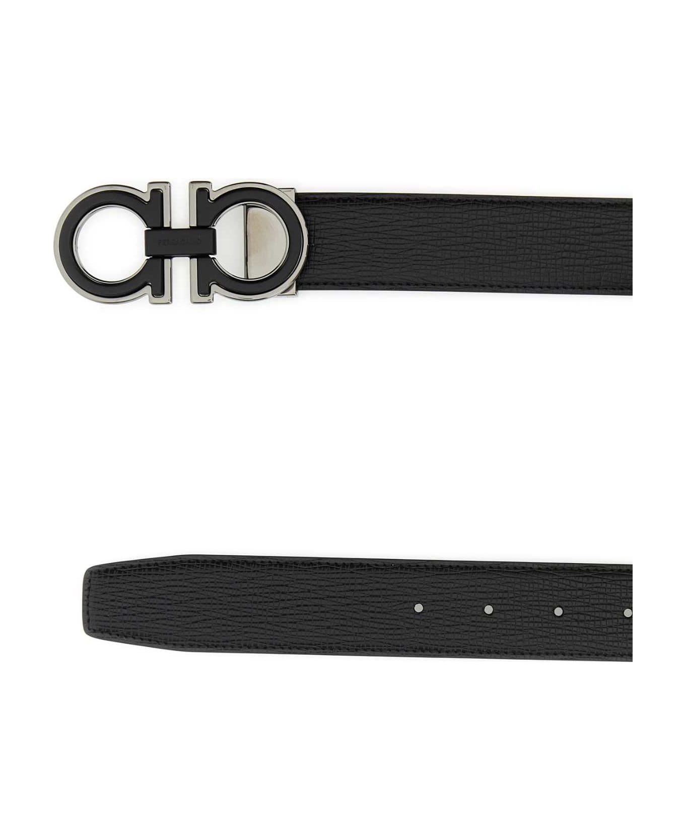 Ferragamo Black Leather Reversible Belt - NERMID