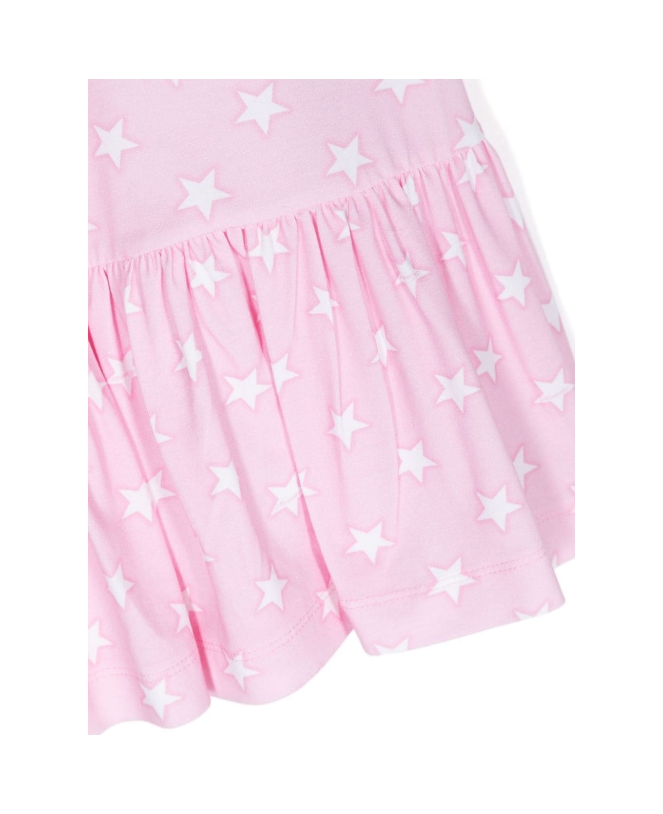Monnalisa Pink Dress With All-over Star Print In Stretch Cotton Girl - Pink