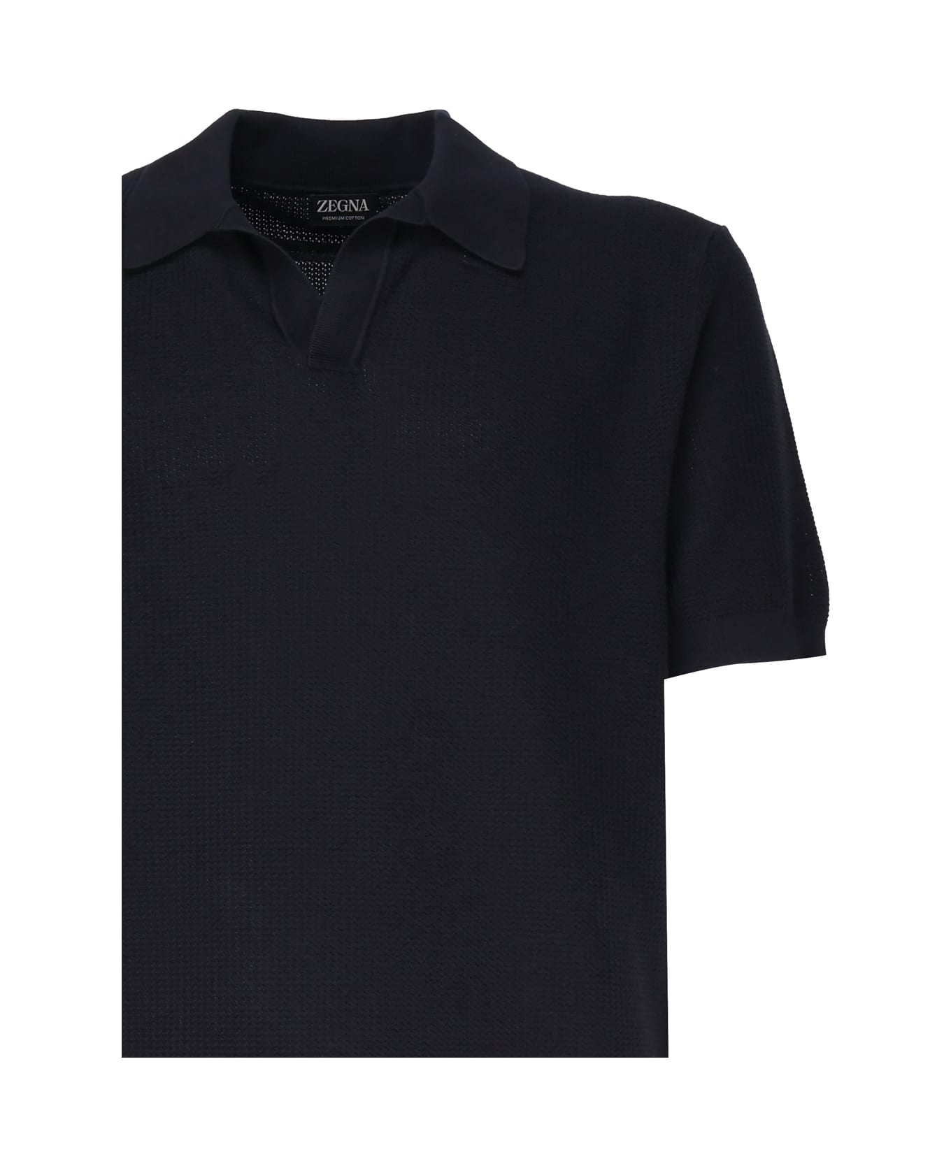 Zegna Cotton Polo Shirt - Blue navy