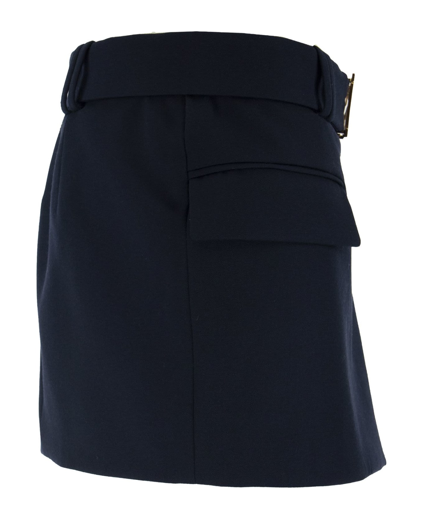 Balmain Short Blue Wool Low-rise Skirt - Blue スカート