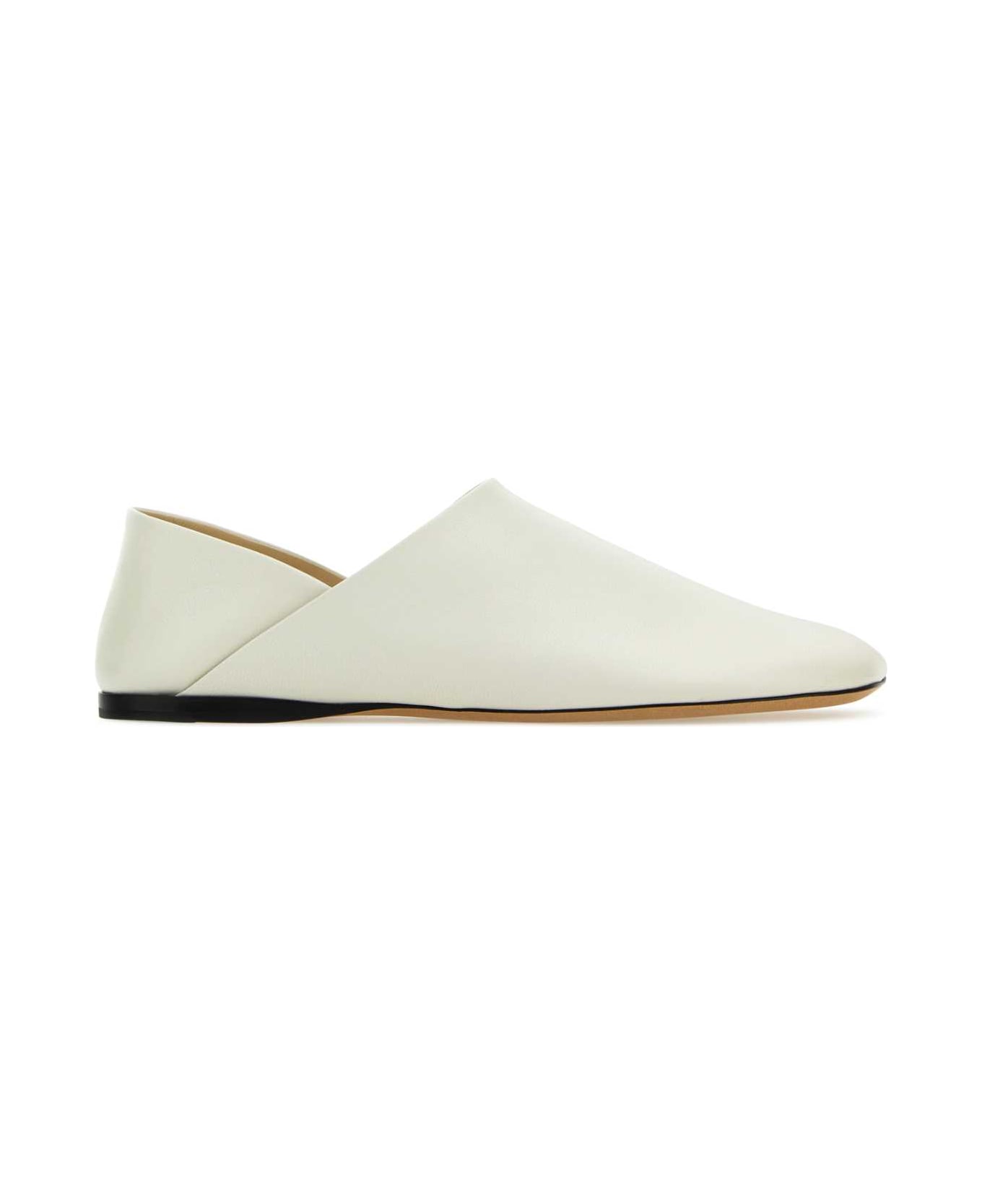 Loewe White Leather Toy Loafers - WHITE