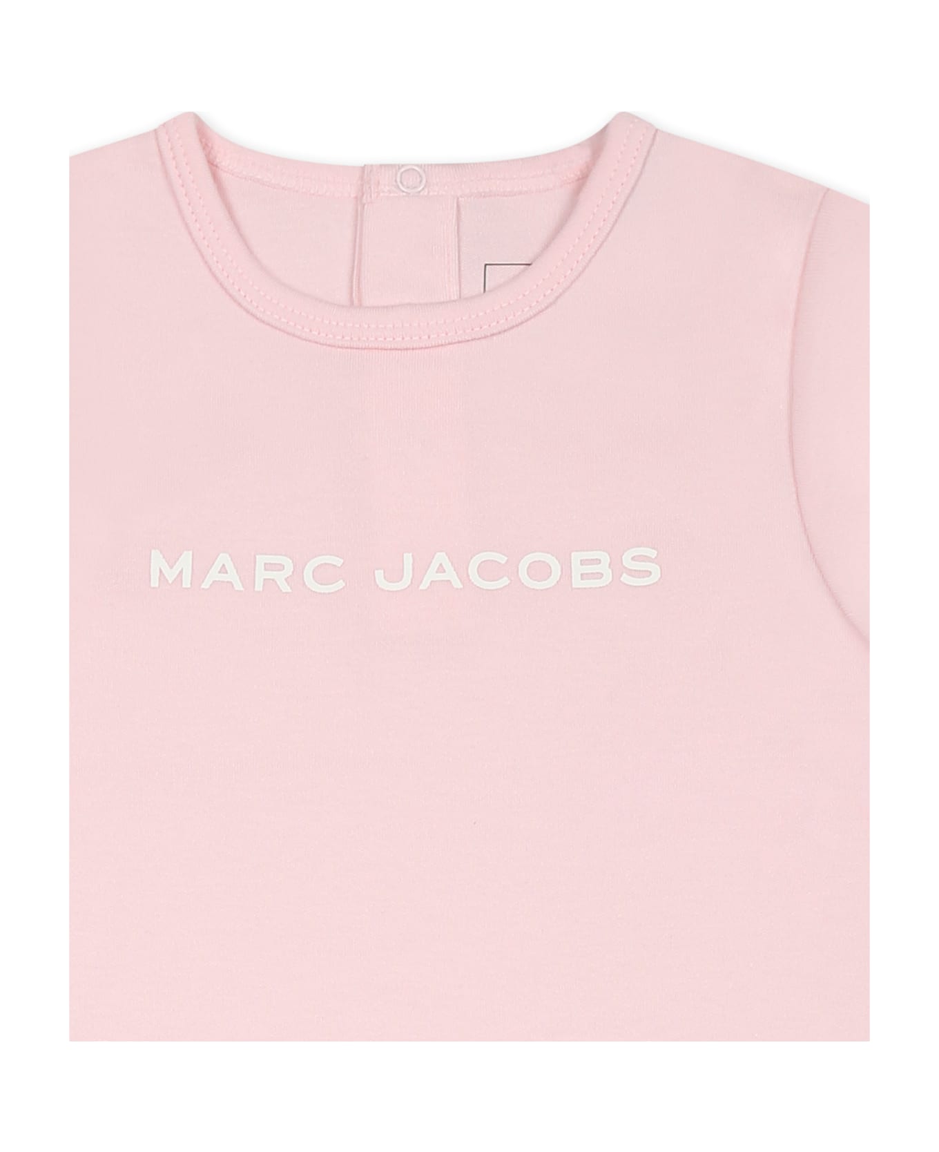 Little Marc Jacobs Pink Suit For Baby Girl With Logo And Flowers - Pink