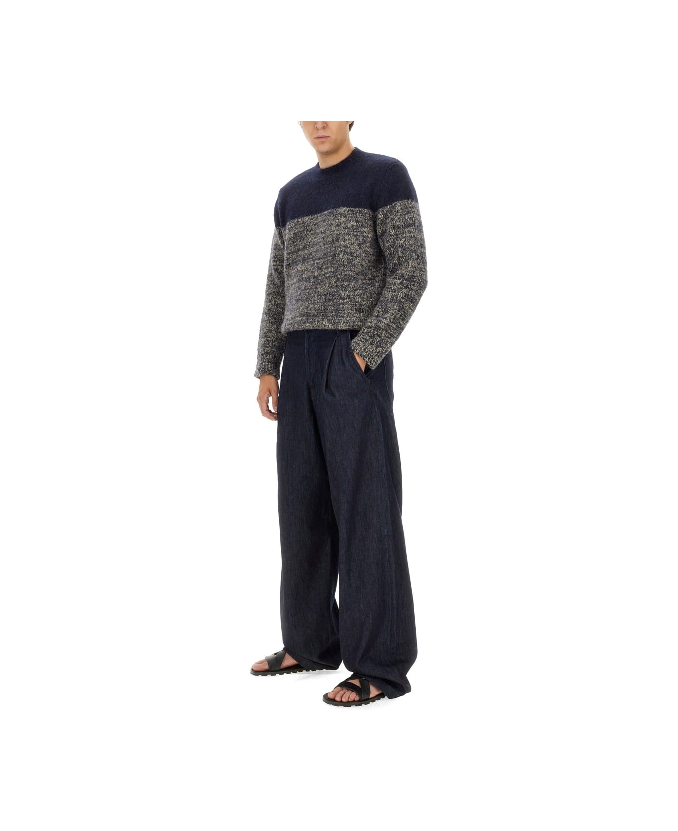 Dries Van Noten Alpaca Blend Sweater - NEUTRALS/BLACK