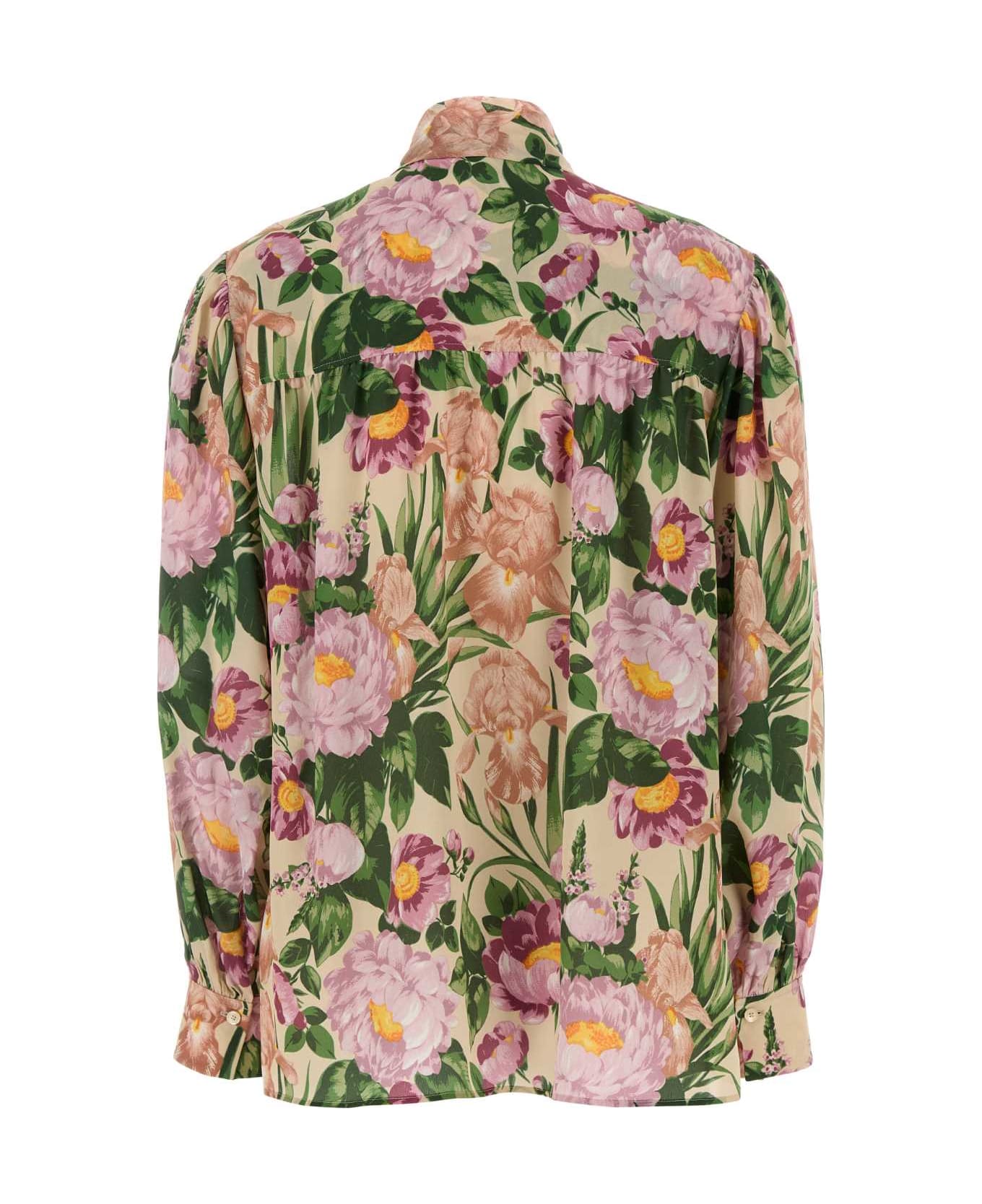Chloé Printed Crepe Shirt - MACADAMIABROWN