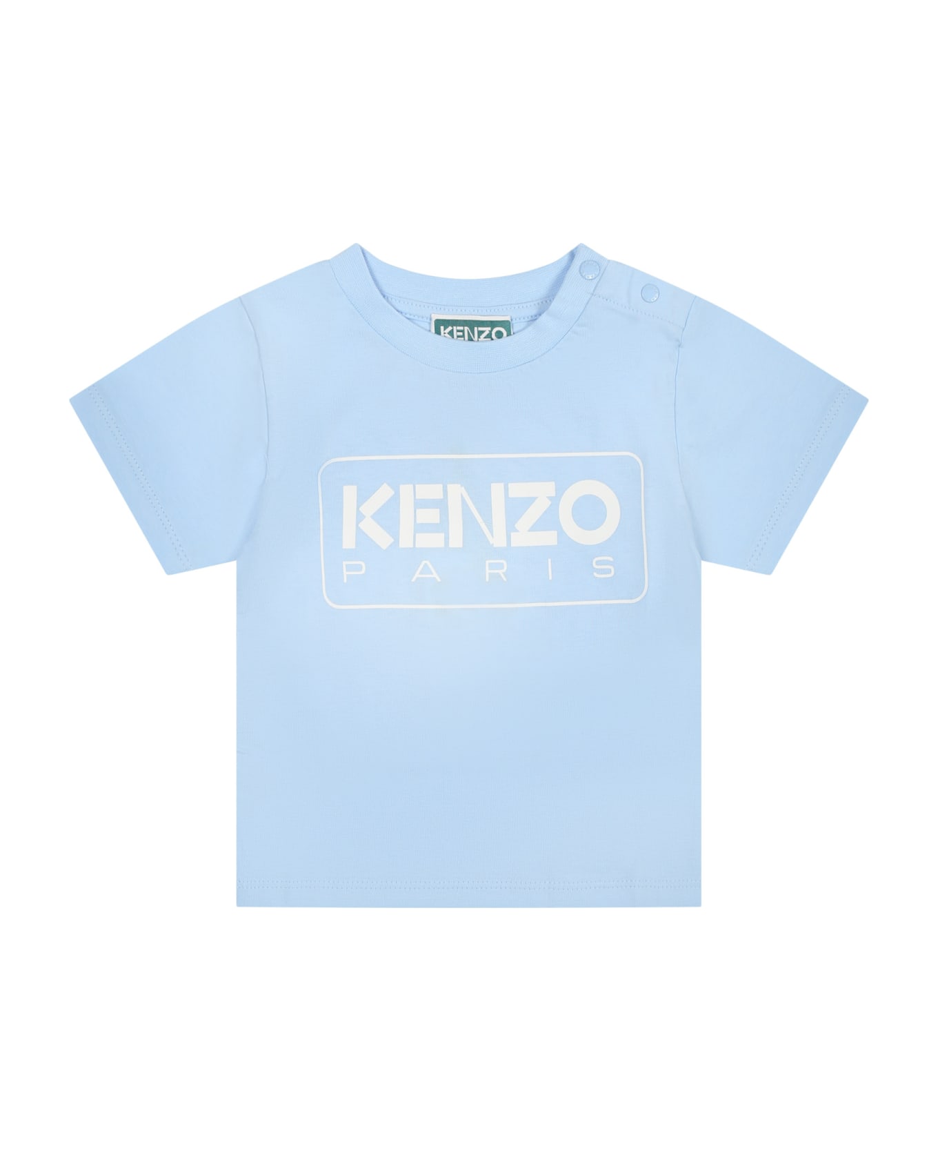 Kenzo Kids Light Blue T-shirt For Baby Boy With Logo - Light Blue Tシャツ＆ポロシャツ