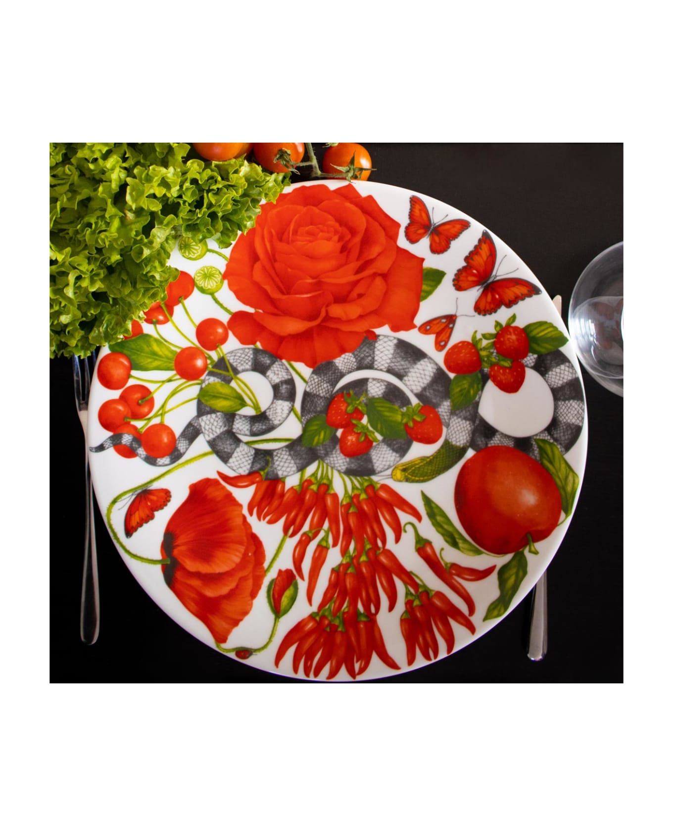 Taitù Set of 4 Chop Plates/Round Platters RED ATTRACTION - RED Collection - Red