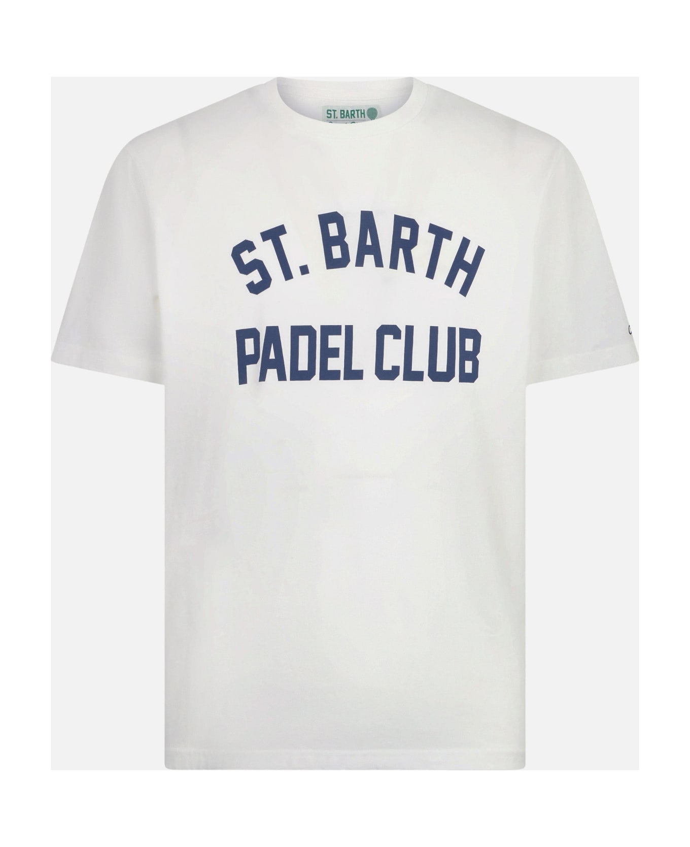 MC2 Saint Barth Man Heavy Cotton T-shirt With St. Barth Padel Club - WHITE