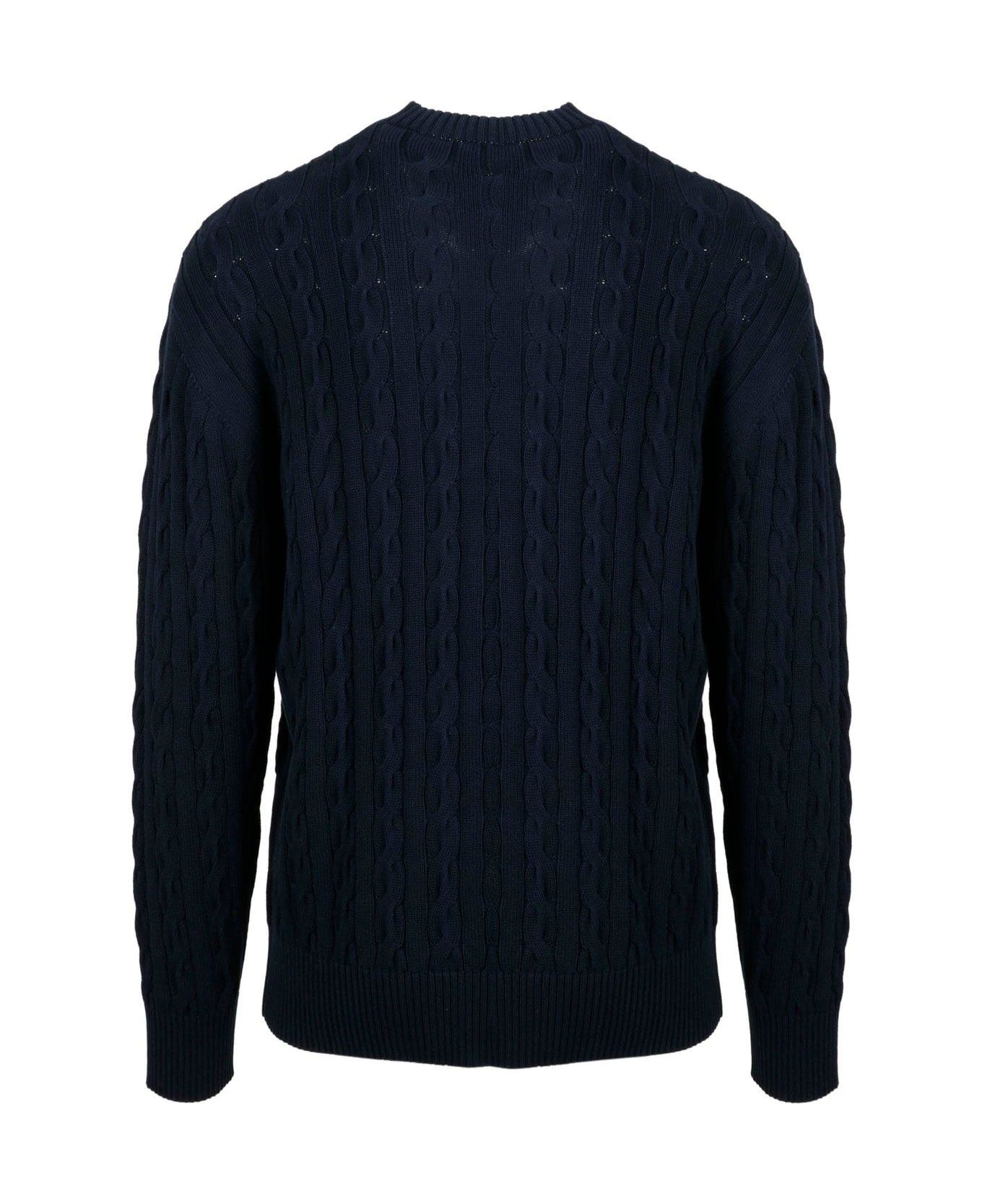 Palm Angels Pirate Bear Cable Knit Sweater - Blue