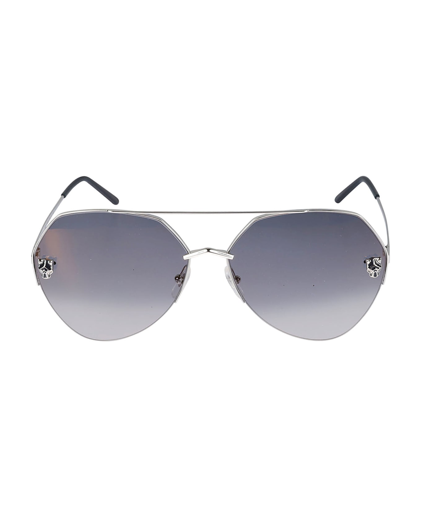 Cartier Eyewear Pantheree De Cartier Sunglasses - 004 silver silver blue