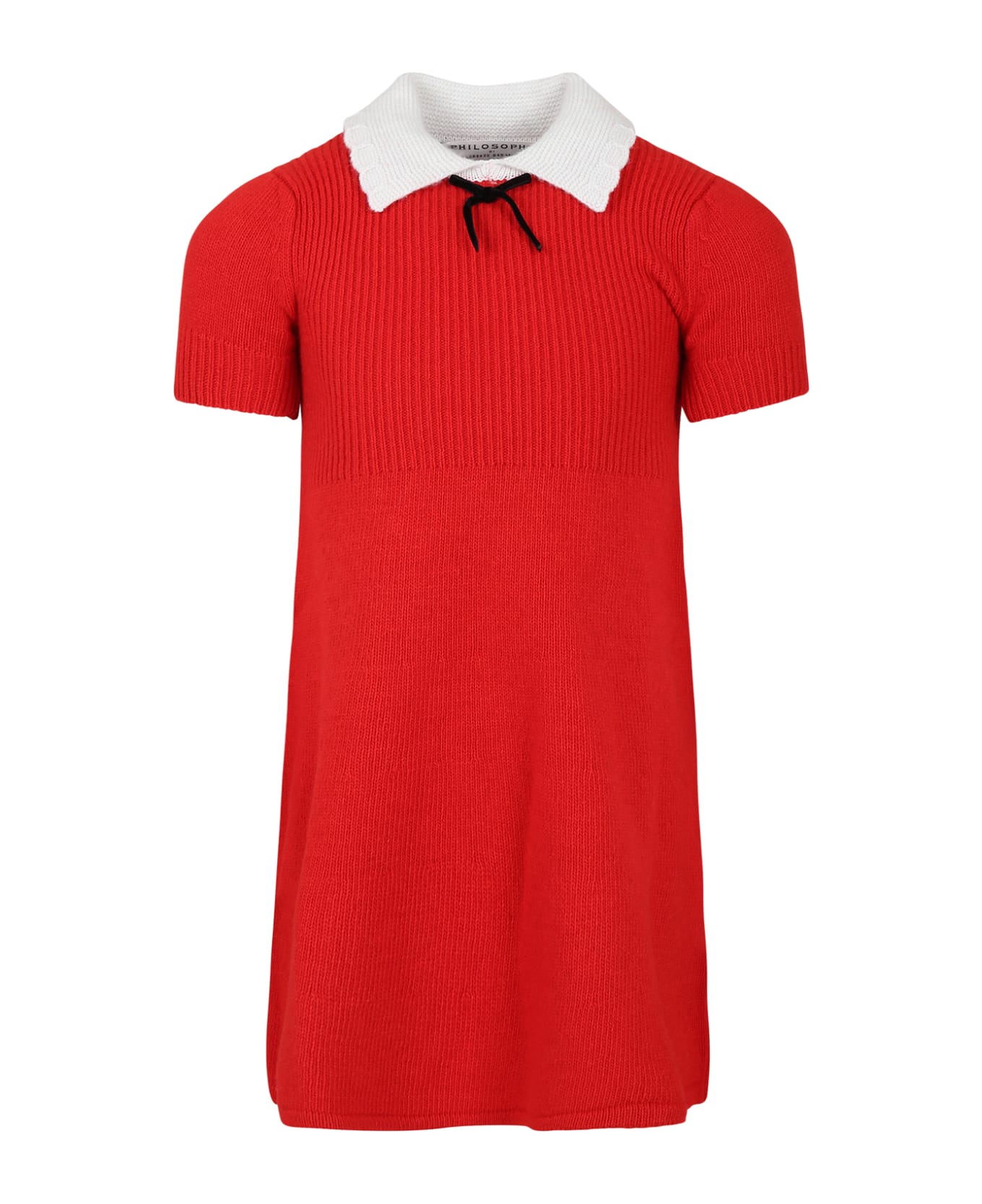 Philosophy di Lorenzo Serafini Kids Red Dress For Girl With Bow - Red